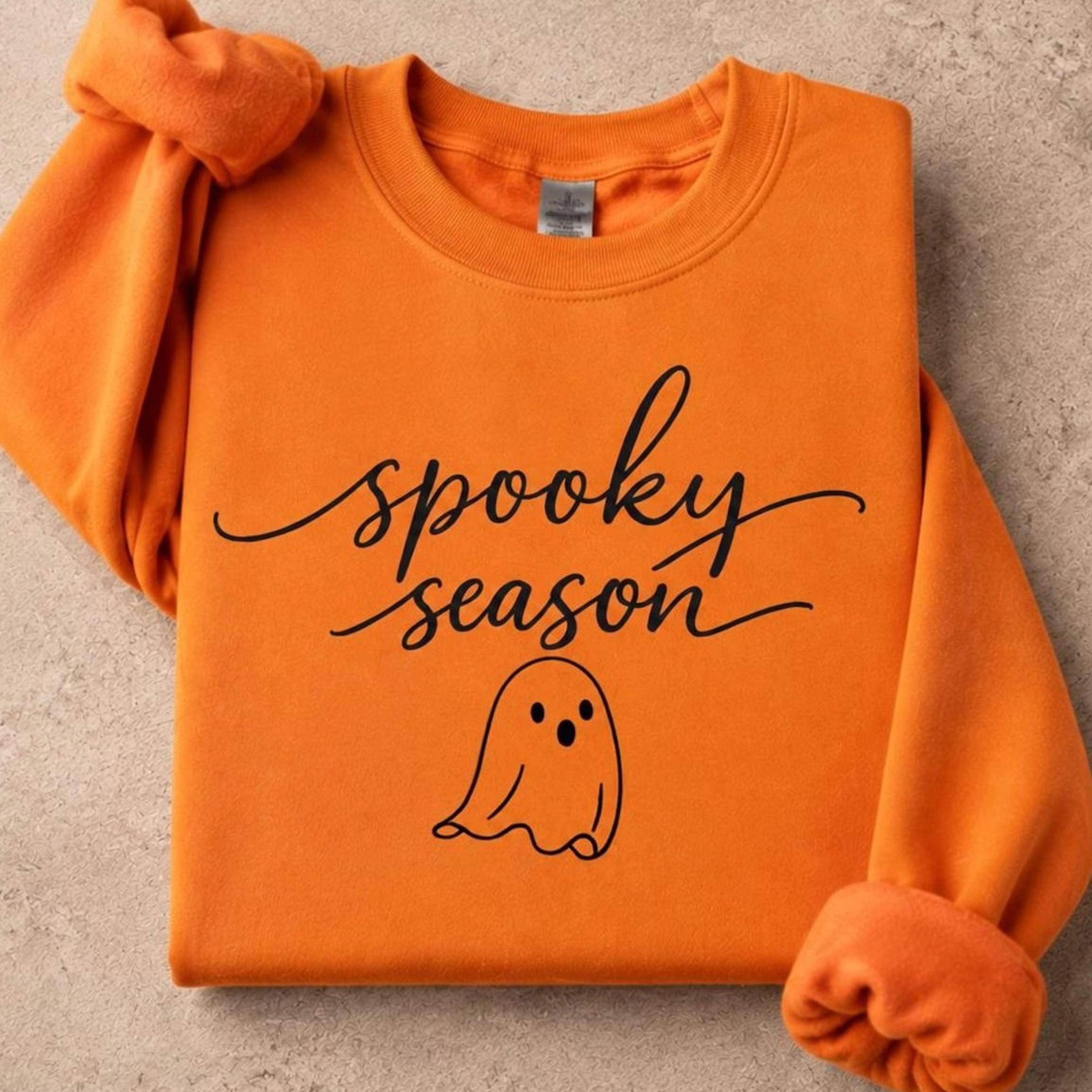 minimalist ghost spooky season sweatshirt, halloween crewneck, fall autumn apparel