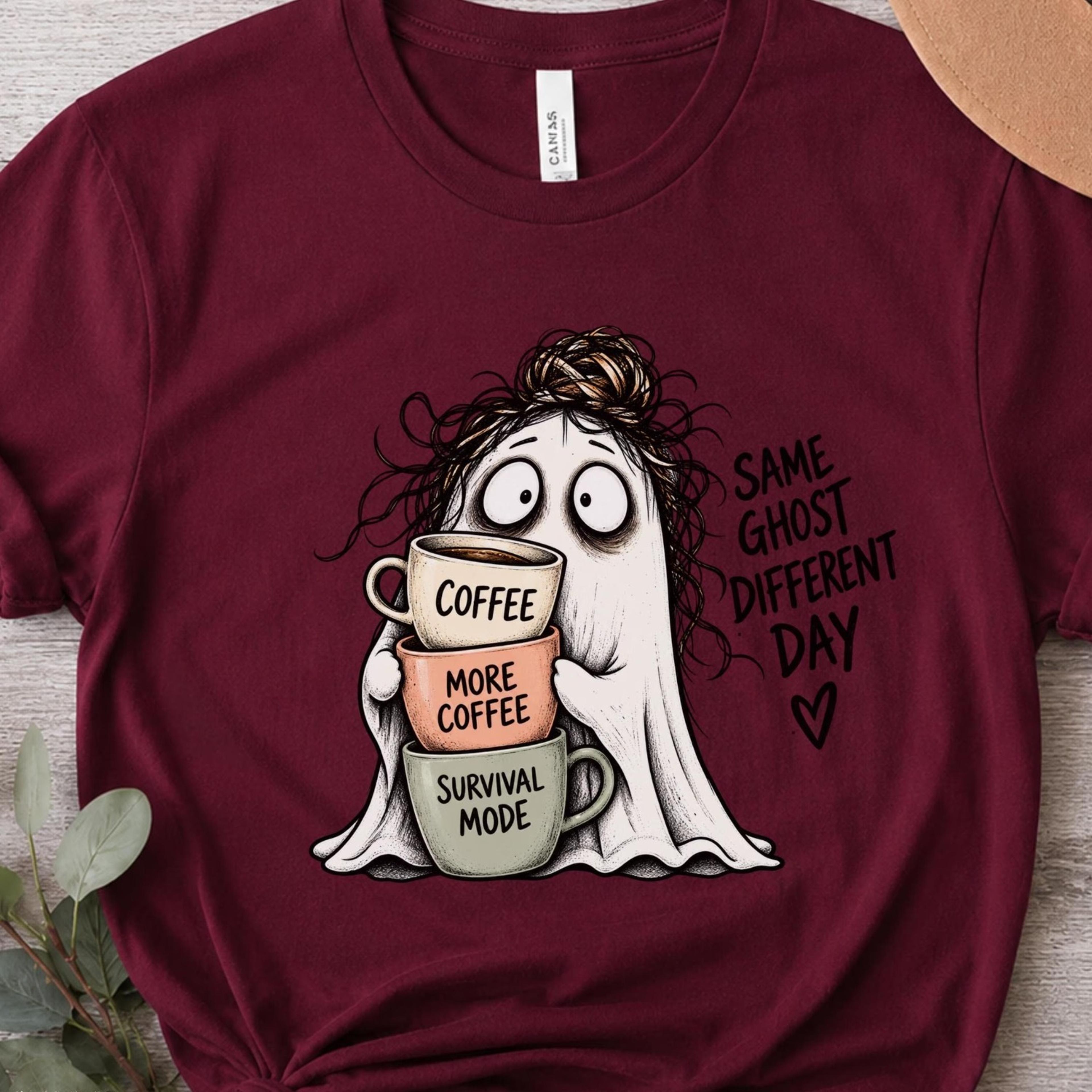 same ghost different day shirt, funny coffee ghost shirt, coffee lover gift, cute ghost t shirt, halloween shirt