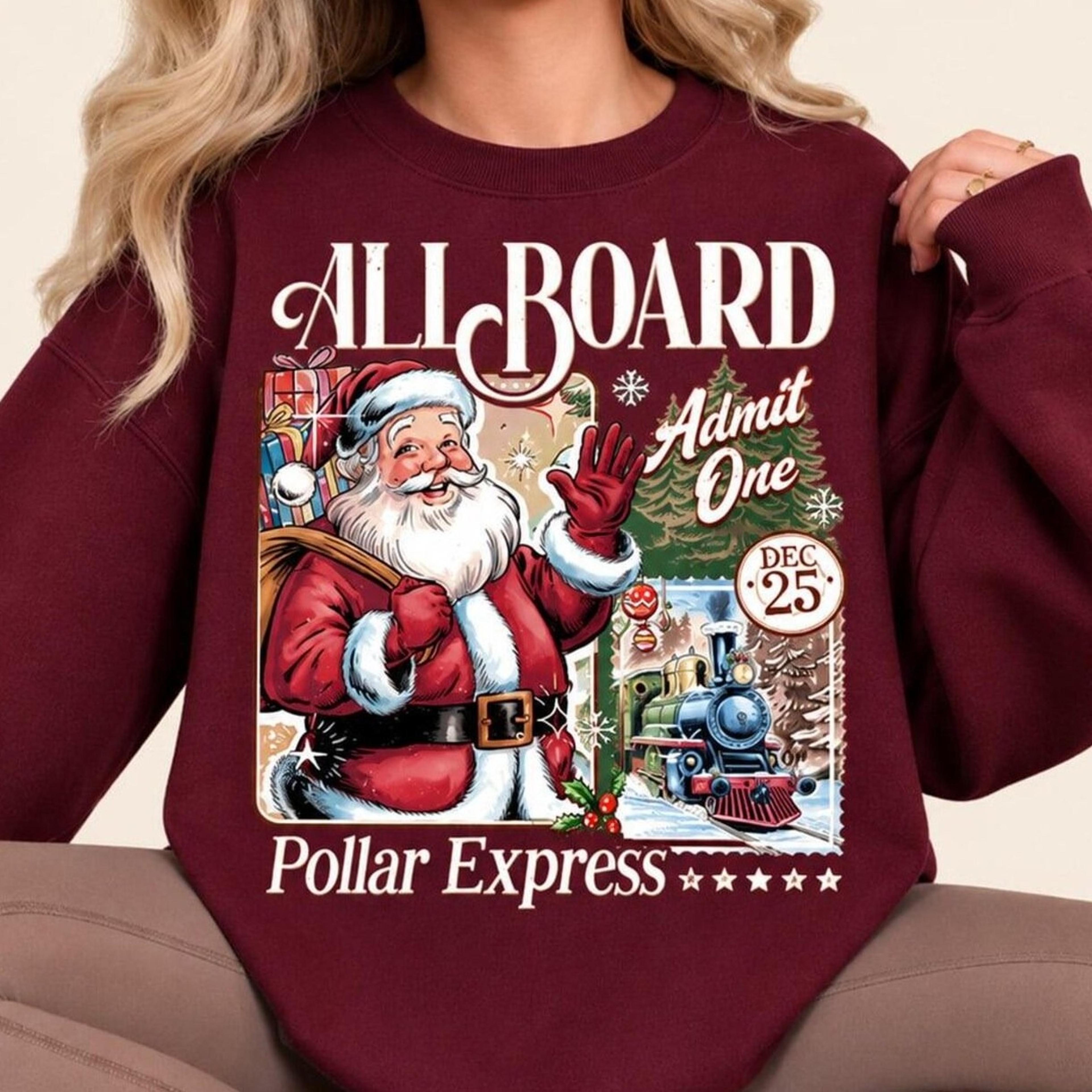 polar express sweatshirt, christmas gift, christmas believe sweater,santa merry christmas, gift ideas, all aboard polar