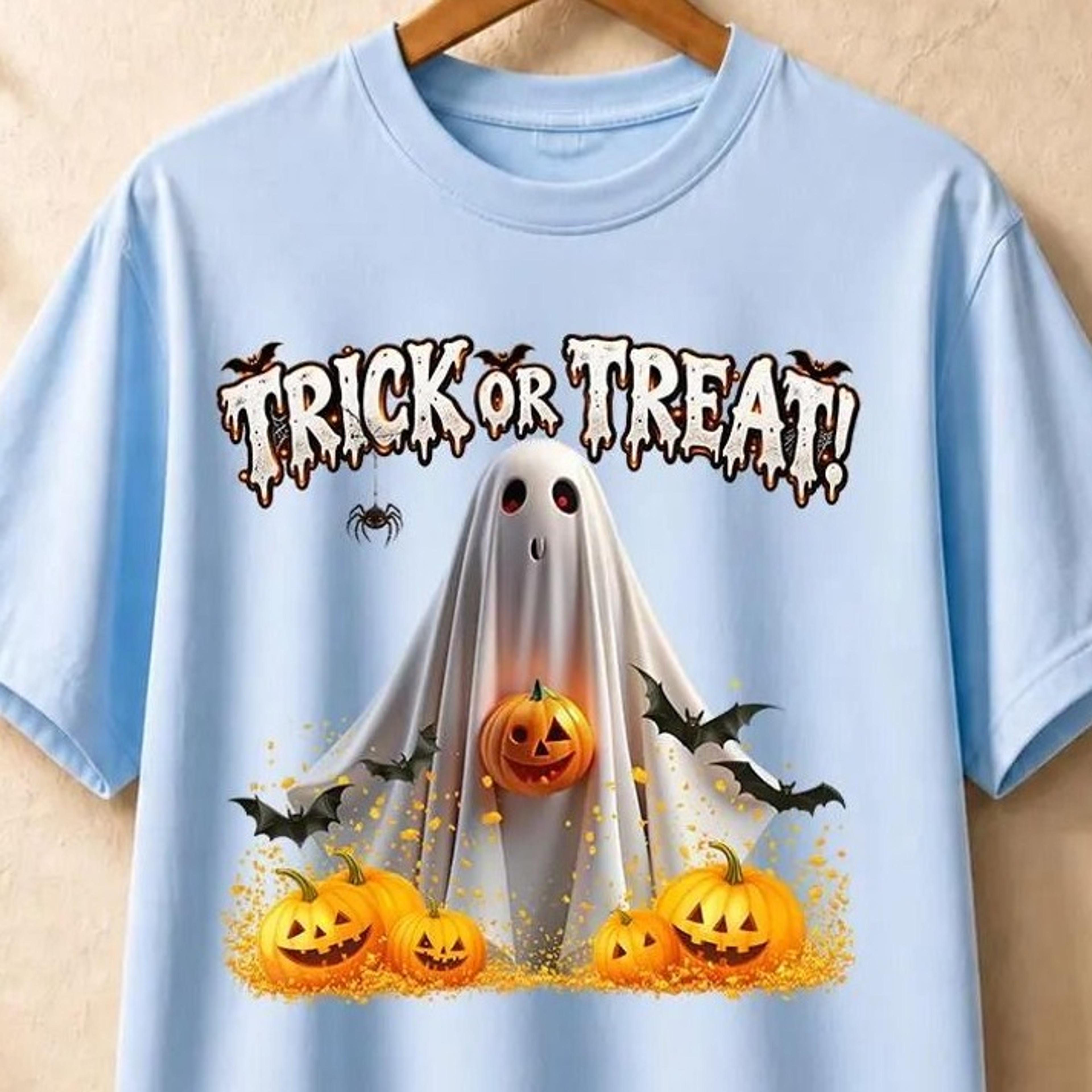 trick or treat ghost shirt, halloween pumpkin tee, cute ghost halloween shirt, spooky season graphic tee