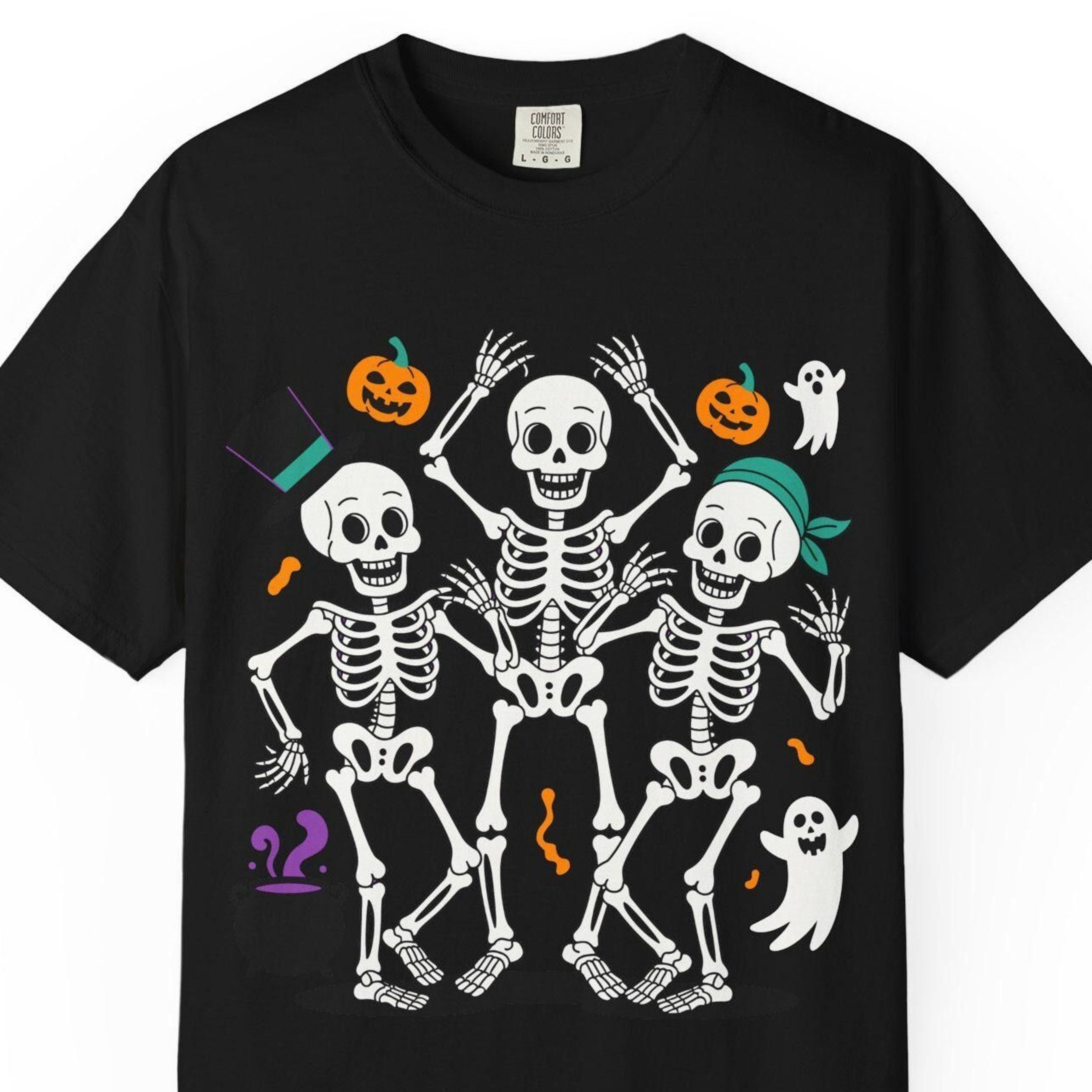 halloween skeleton dance t-shirt, unisex tee, retro skeleton shirt, spooky party , fall festive clothing, gift