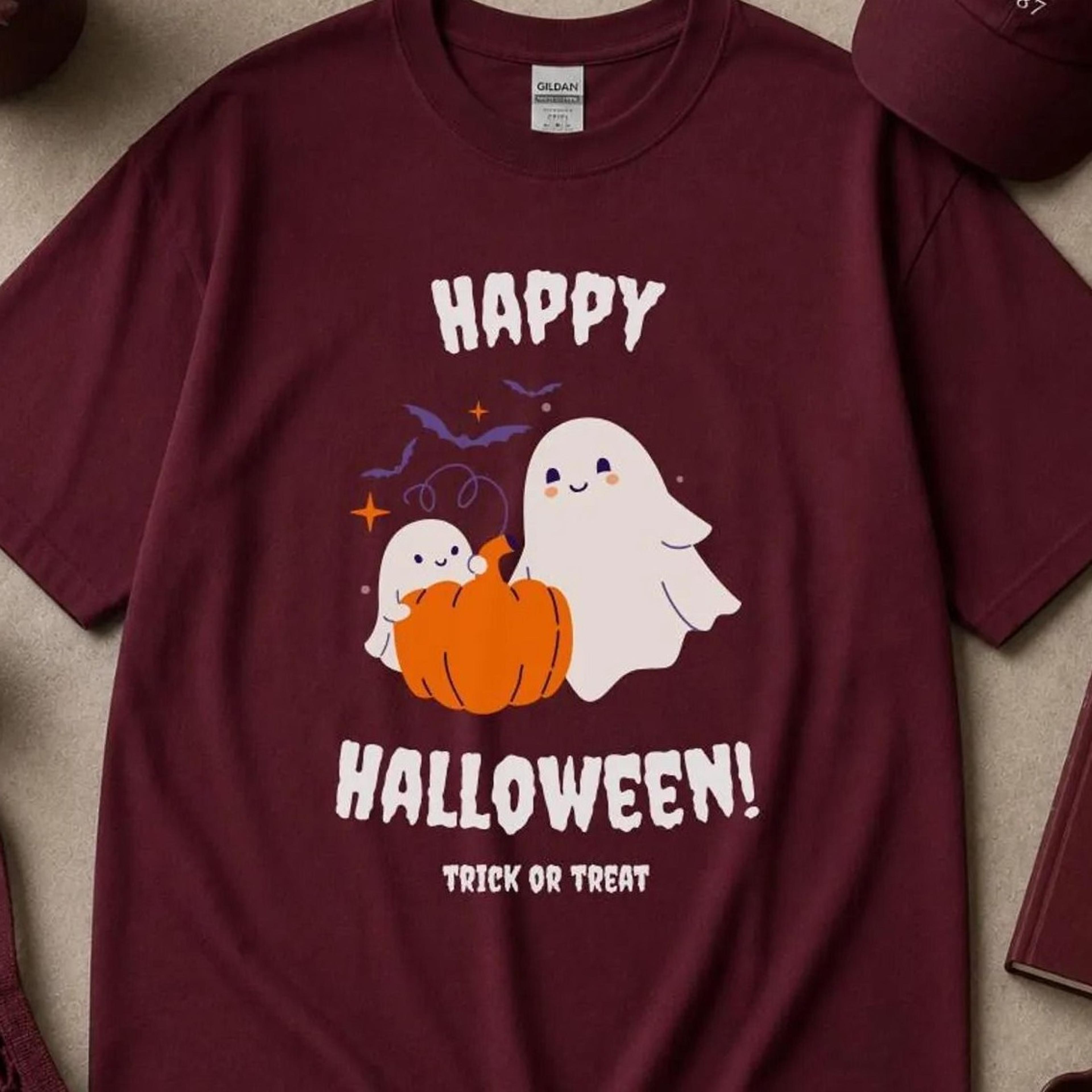 cute halloween ghost shirt, ghost pumpkin shirt, happy halloween tee, spooky season shirt, cute ghost graphic tee