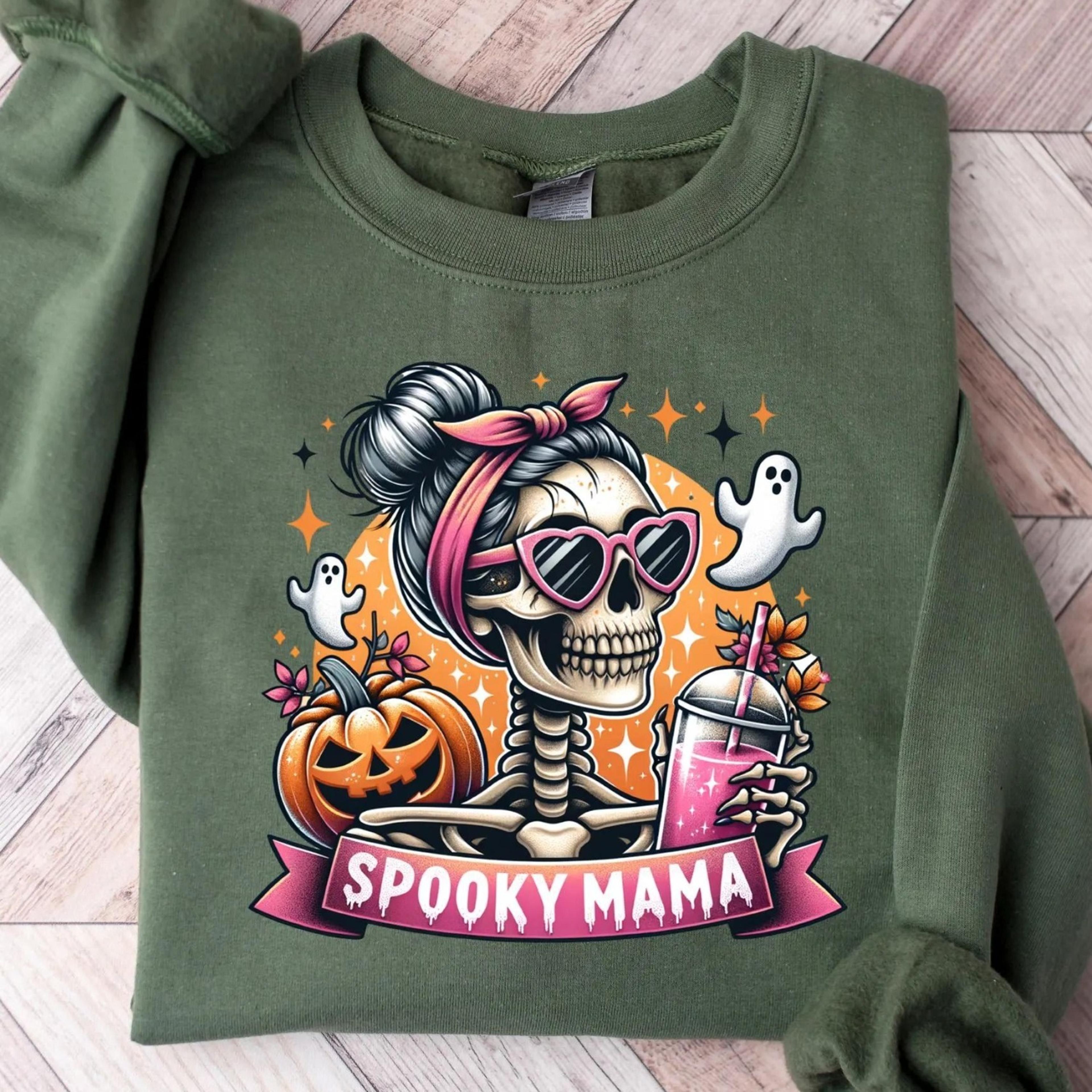 halloween spooky mama shirt, skeleton spooky mama shirt, pumpkin season skeleton shirt, iced coffee mom t shirt