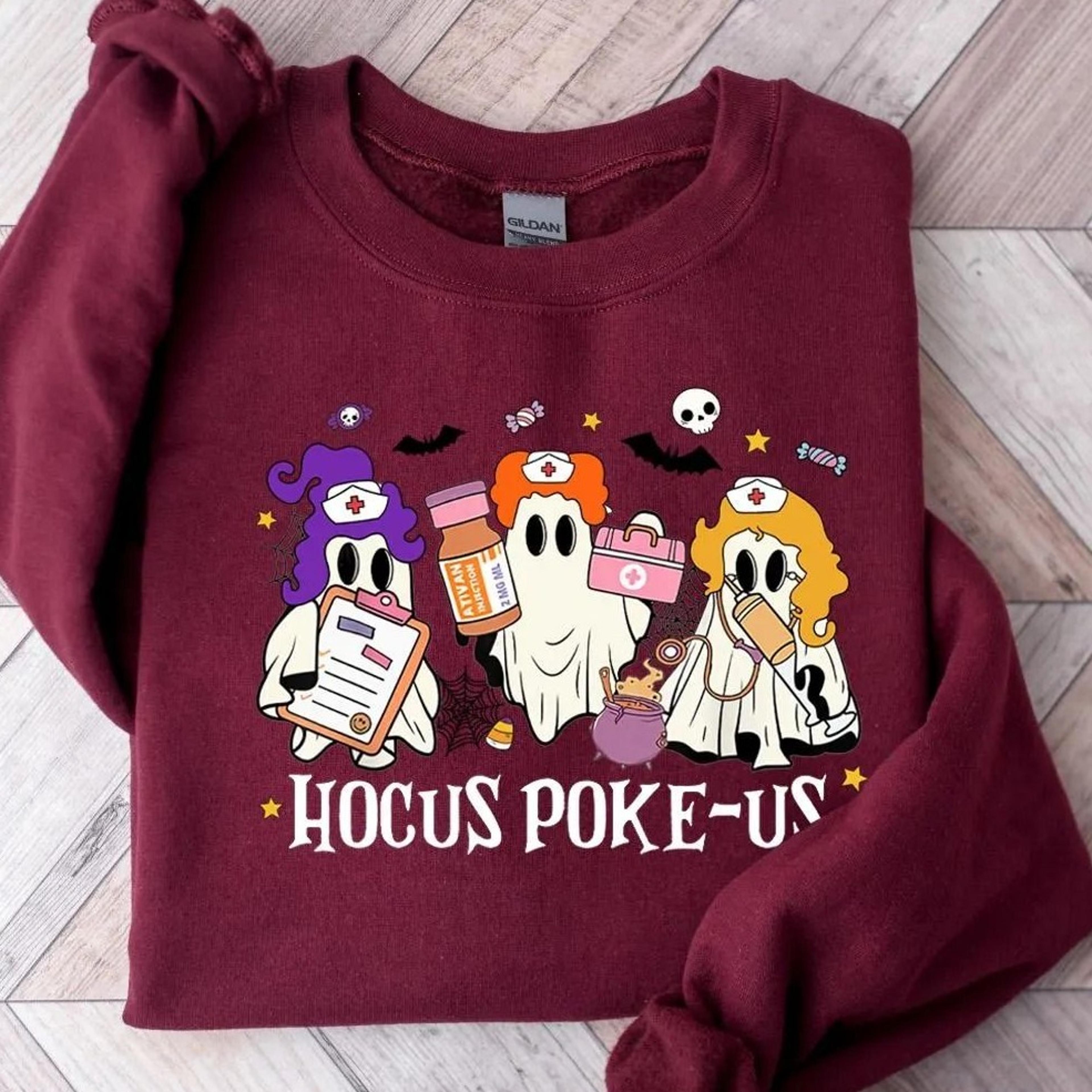 hocus poke-us witch nurse halloween shirt, medical lab tech halloween shirt, er crew shirt