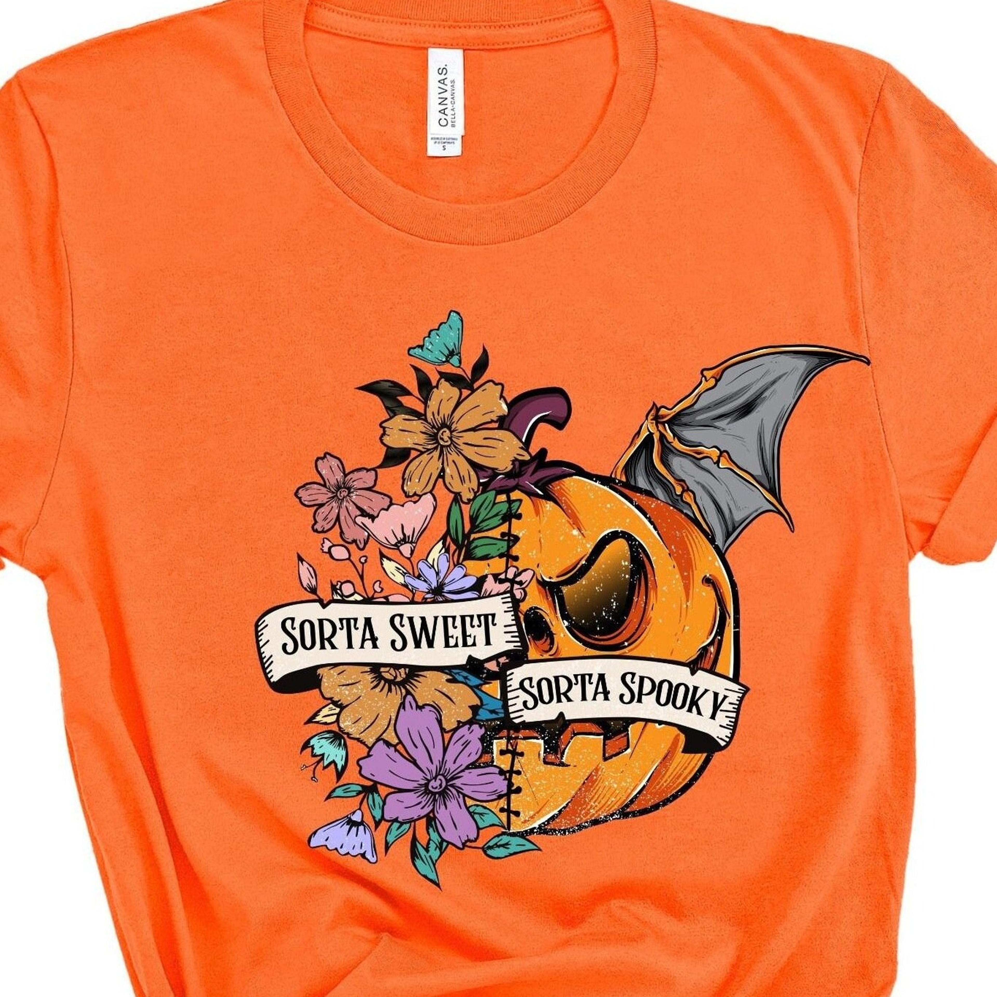 sorta sweet floral pumpkin bleached shirt ,sorta spooky,sorta sweet, half sweet,half spooky shirt