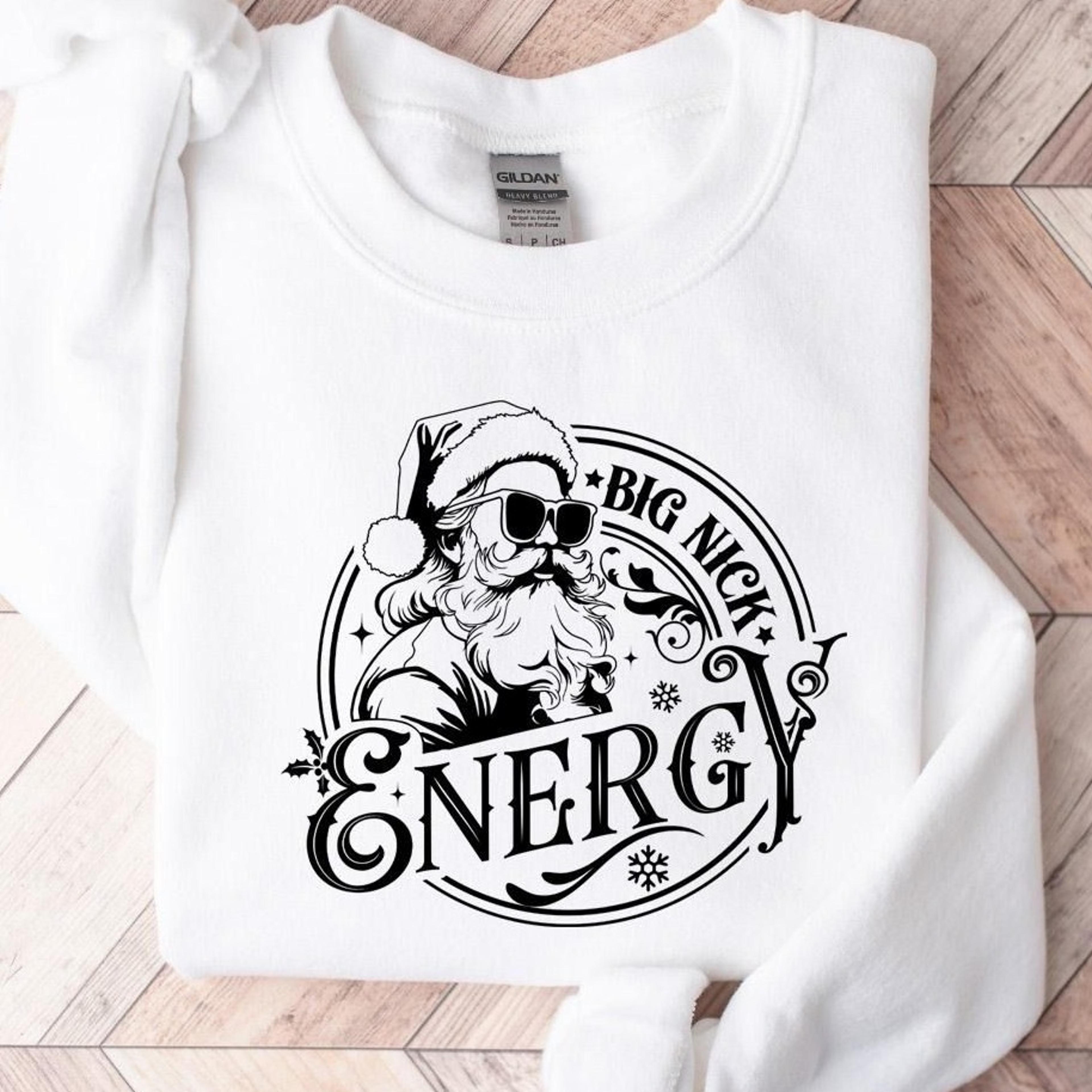 big nick energy christmas sweatshirt, men funny santa christmas sweatshirt, funny holiday shirt for men