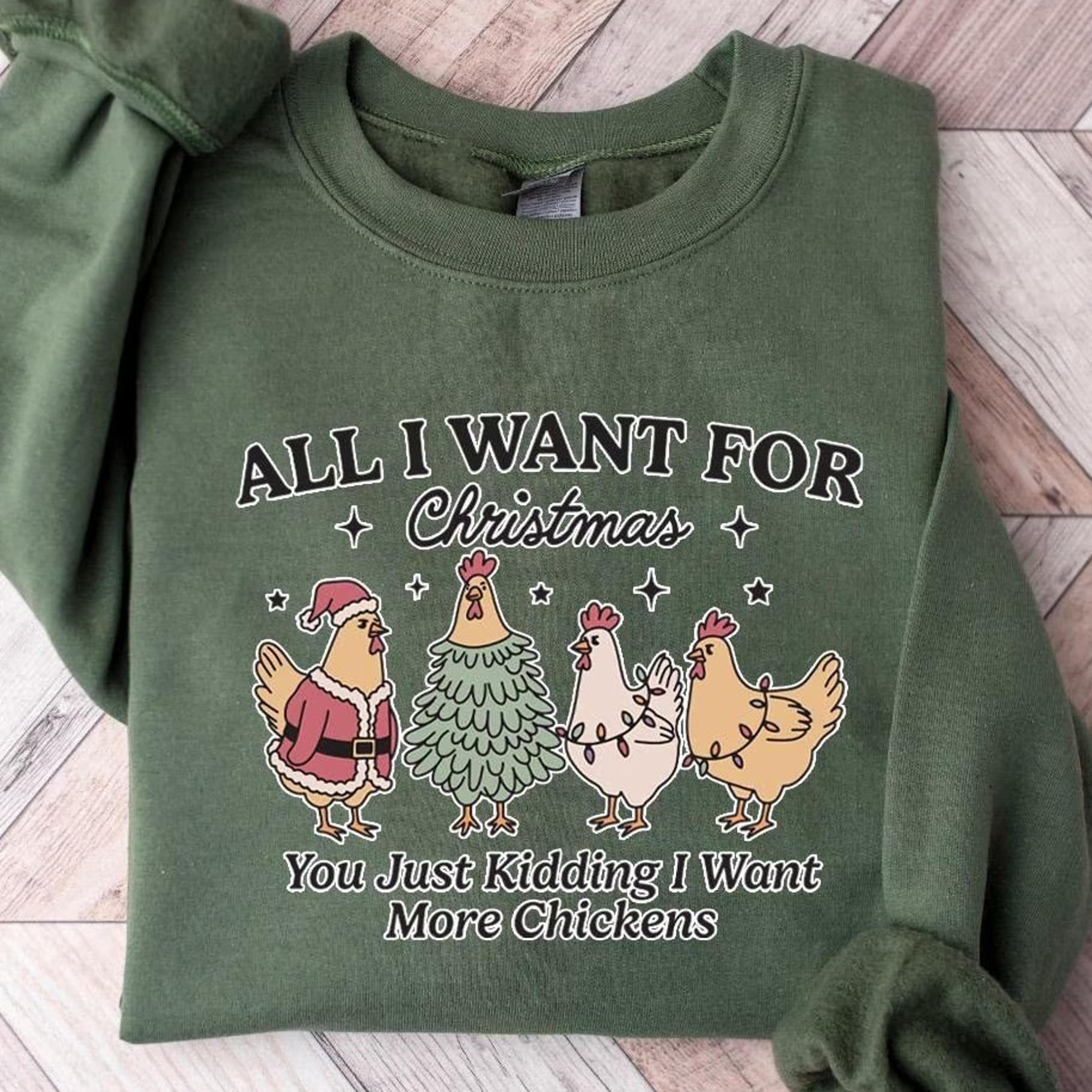 christmas chicken sweatshirt, christmas animal shirt, christmas farm shirt, chicken lover shirt, chicken mom shirt