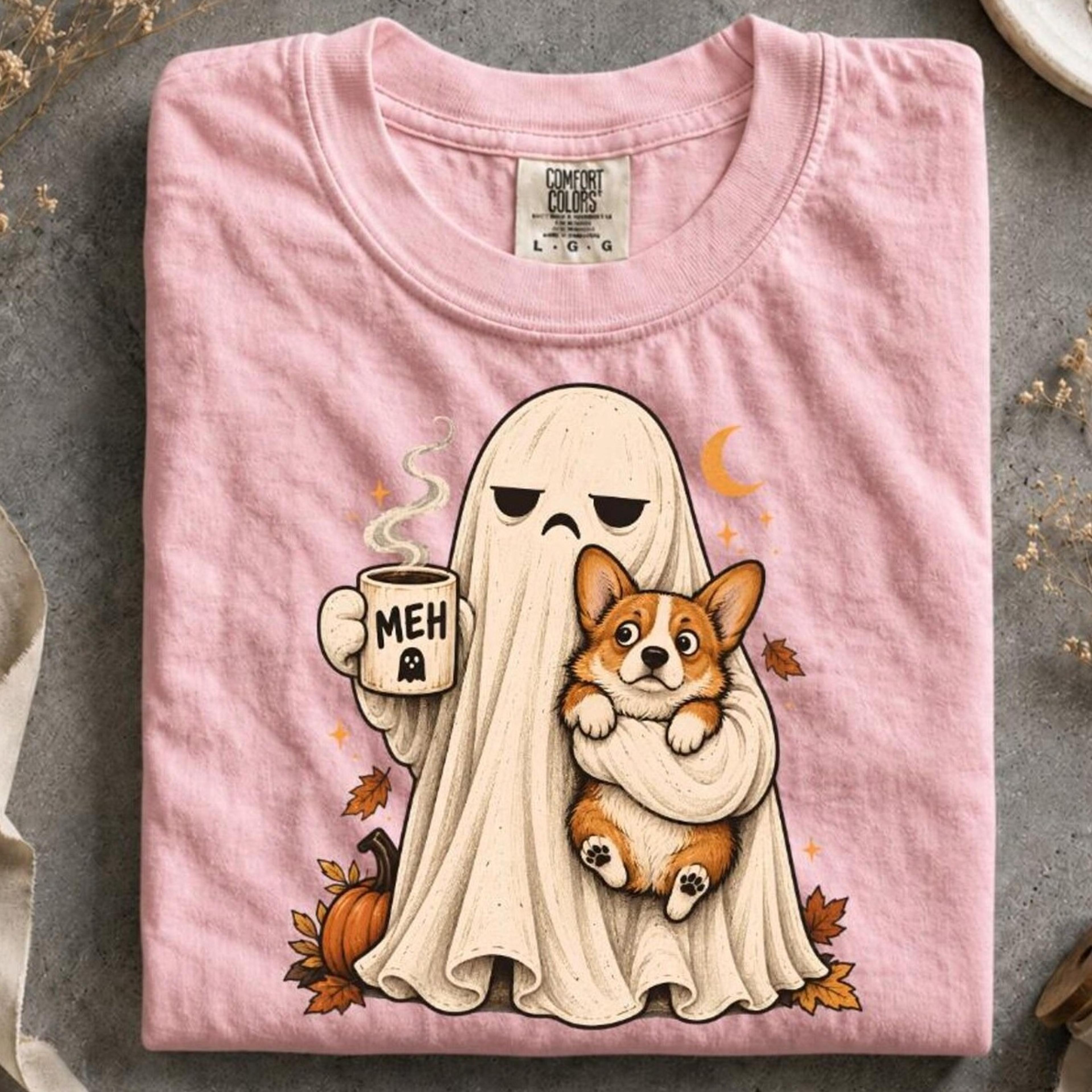 corgi halloween shirt, grumpy ghost corgi tee, funny dog coffee shirt, spooky dog graphic tee, corgi lover halloween