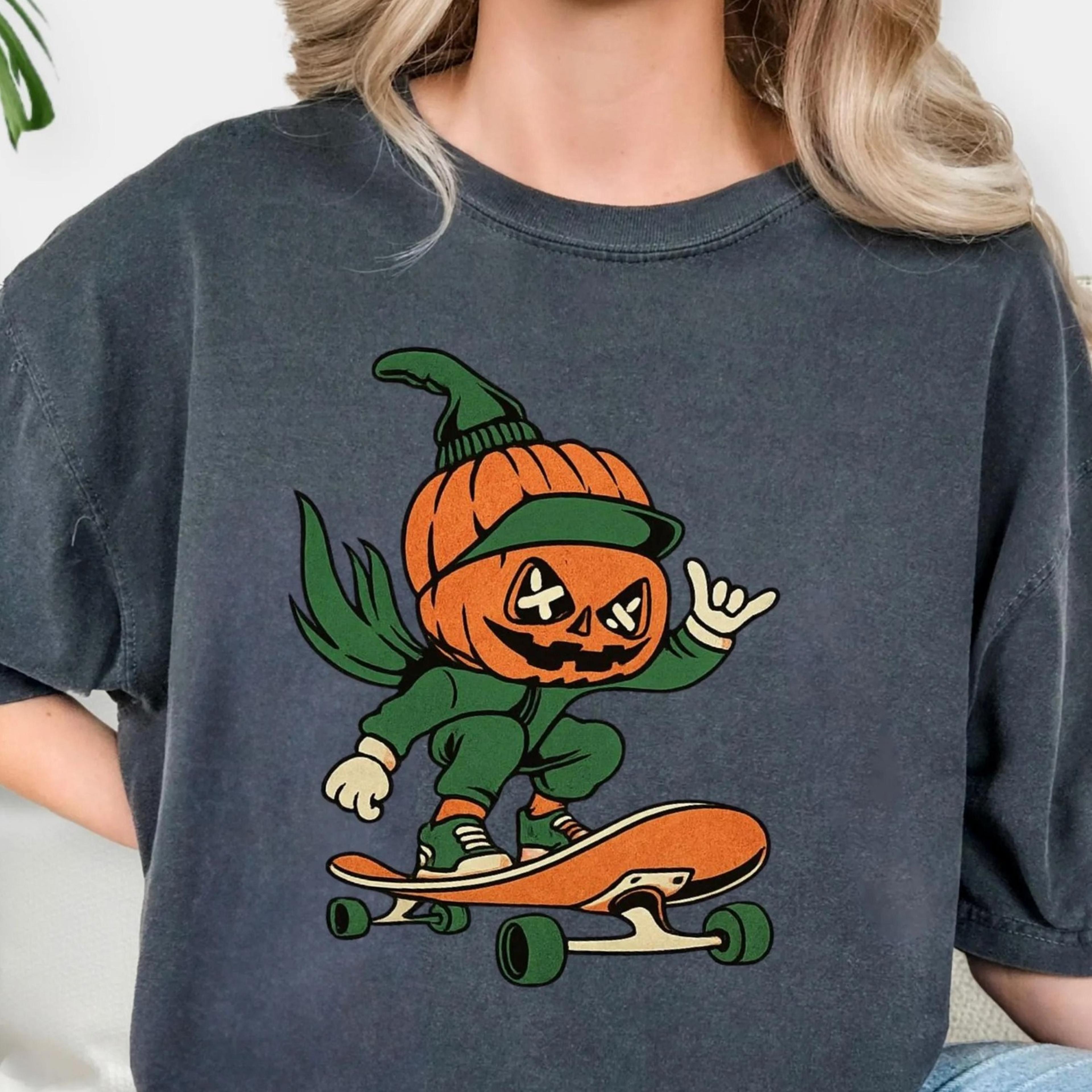 skater pumpkin shirt halloween graphic pullover
