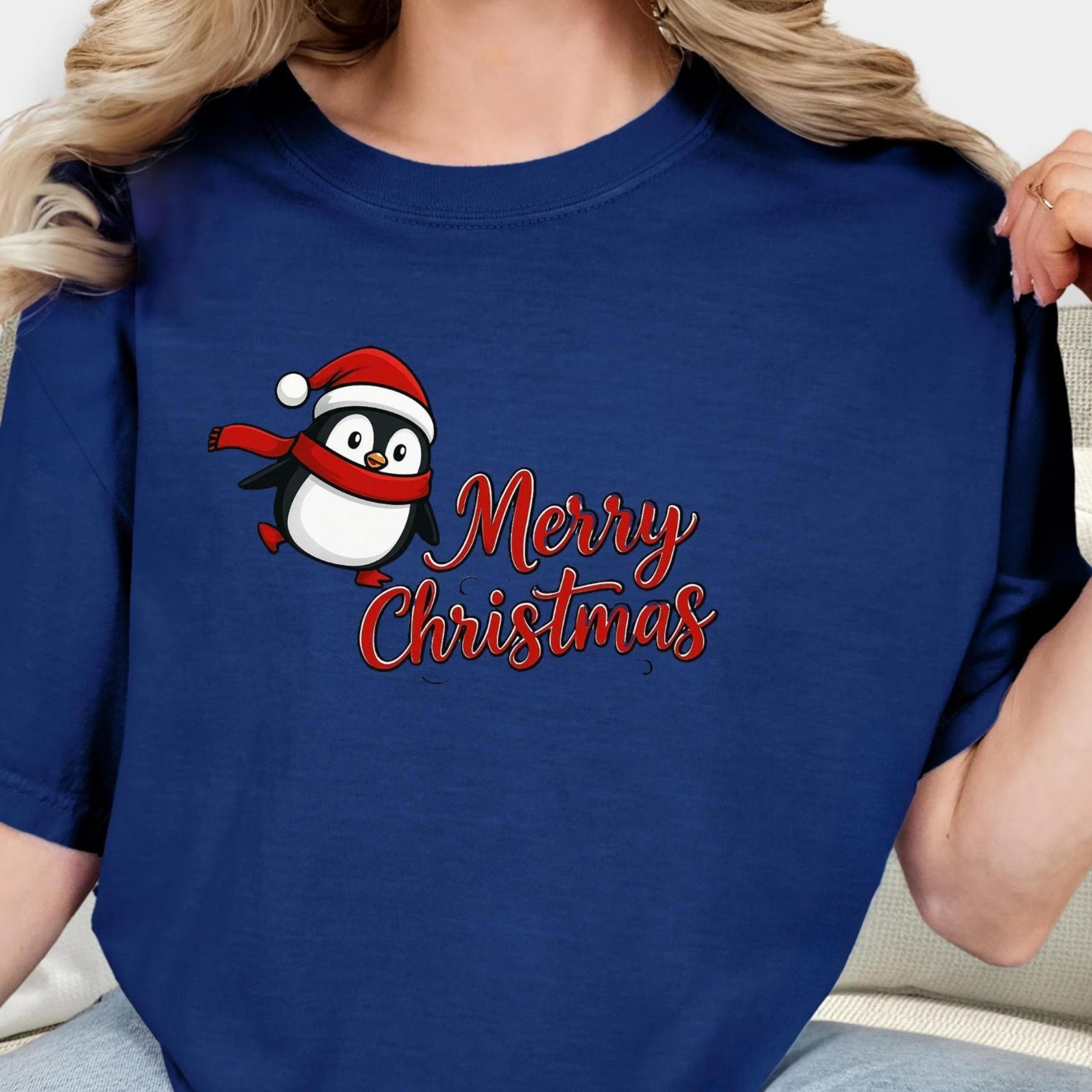 merry christmas penguin sweatshirt santa hat christmas tee