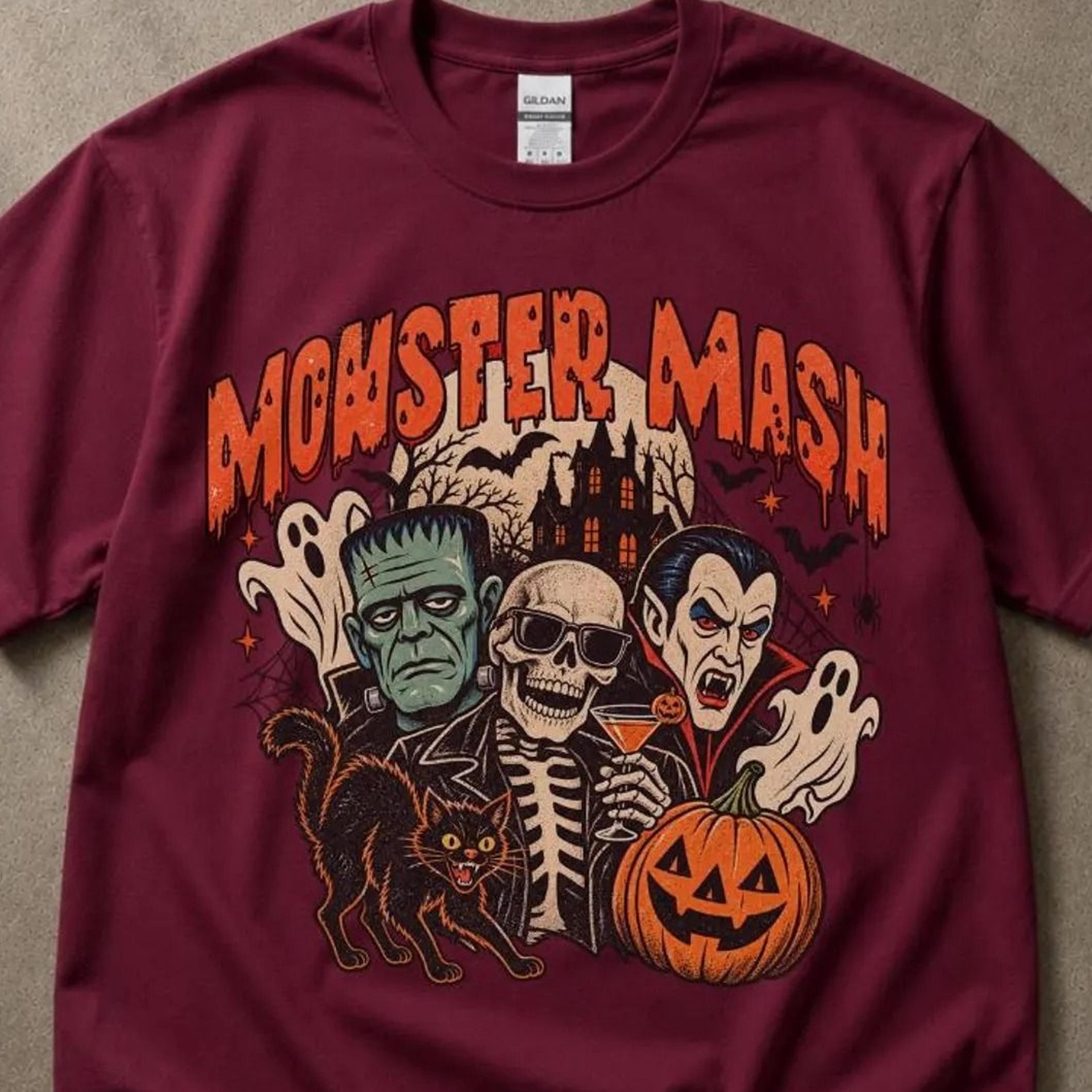 monster mash halloween shirt, classic monsters t-shirt, retro horror graphic tee, frankenstein dracula shirt