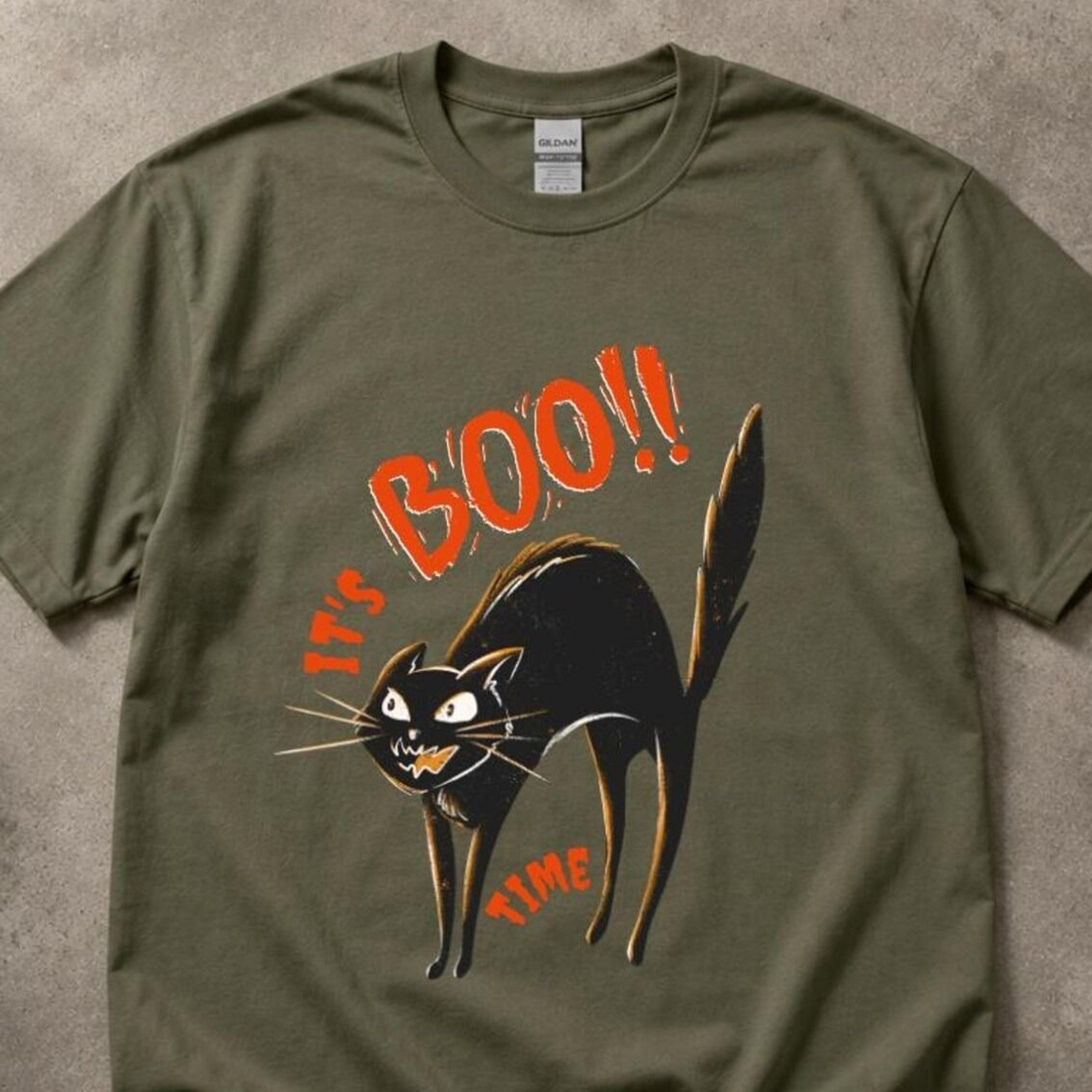 black cat halloween shirt, scaredy cat t-shirt, retro spooky graphic tee, vintage halloween cat shirt,