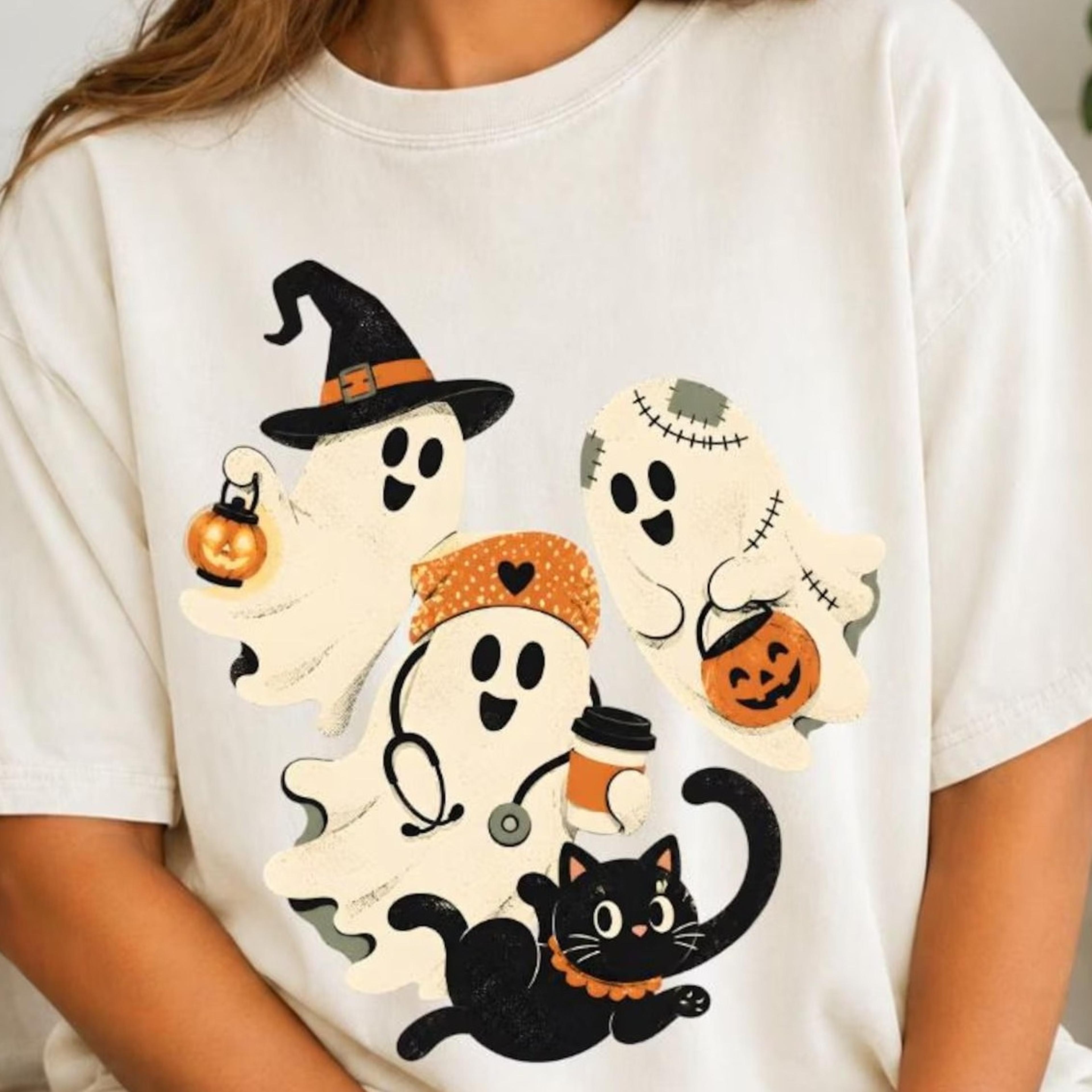 ghost nurse shirt, nurse halloween tee, spooky nurse shirt, halloween rn graphic tee, cute healthcare worker gift, nurse