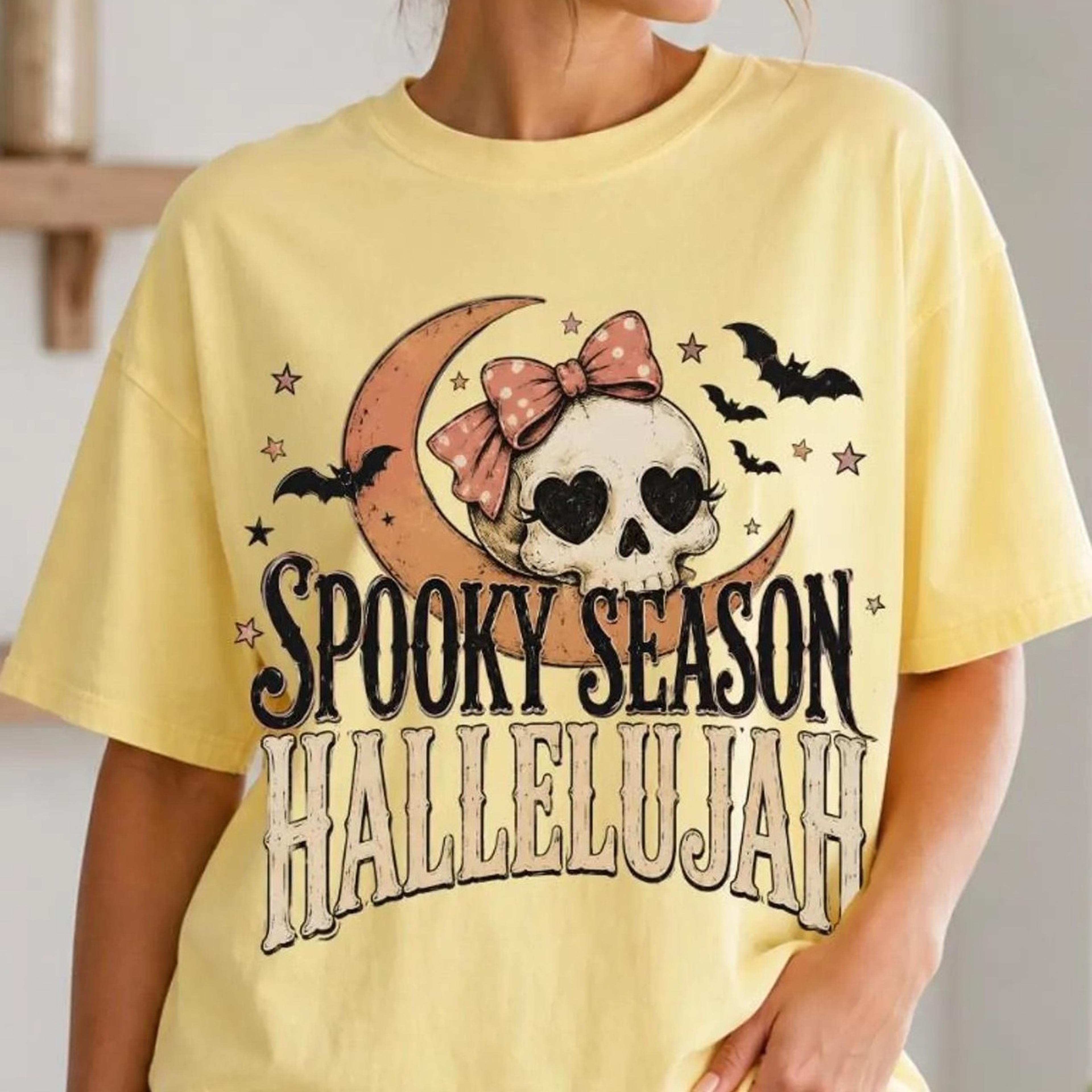 dark spooky shirt, spooky season hallelujah tee, vintage halloween shirt, skull graphic tee, gothic halloween shirt