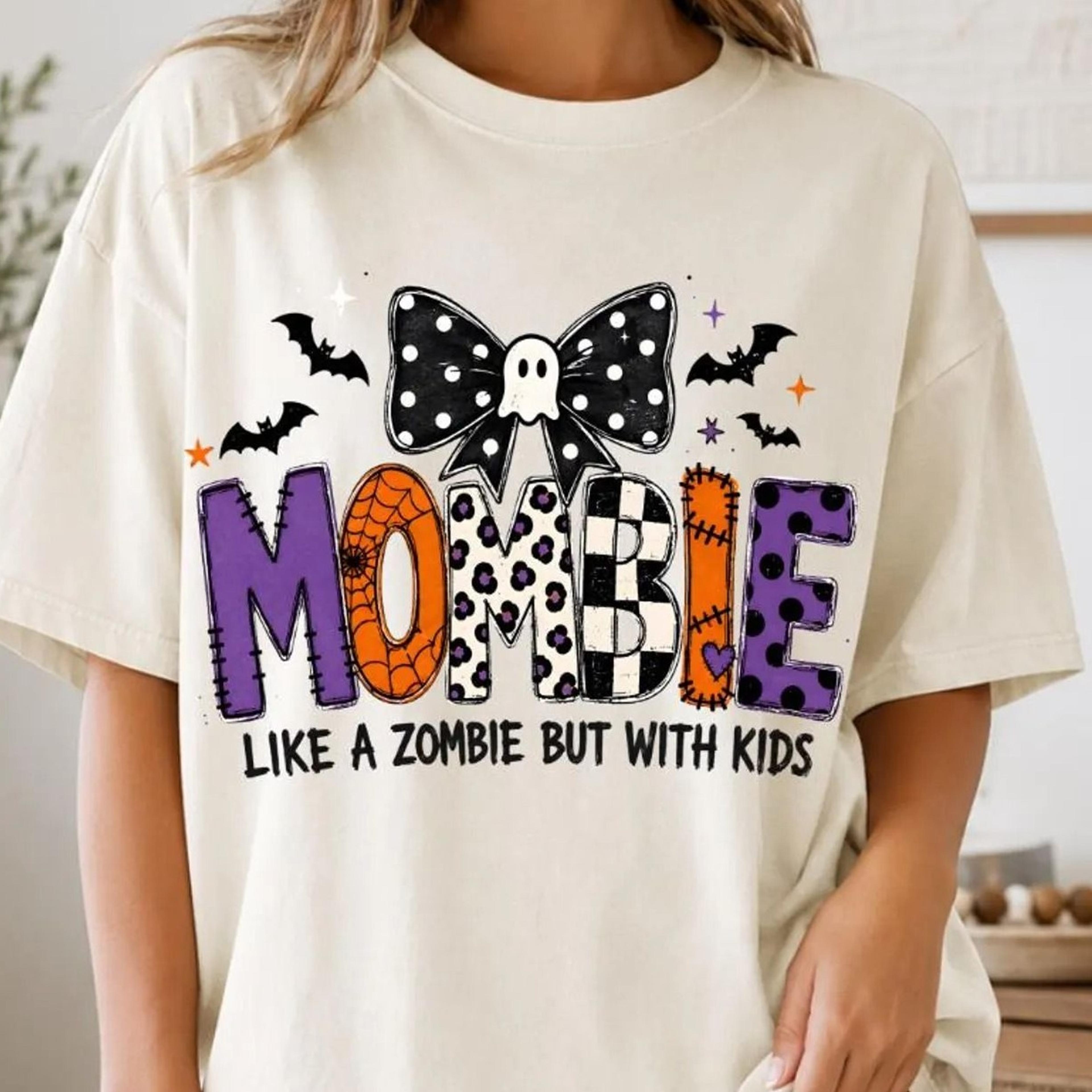 mombie t-shirt, mombie like a zombie but with kids tee, halloween mom shirt, mama halloween shirt, funny spooky mom gift