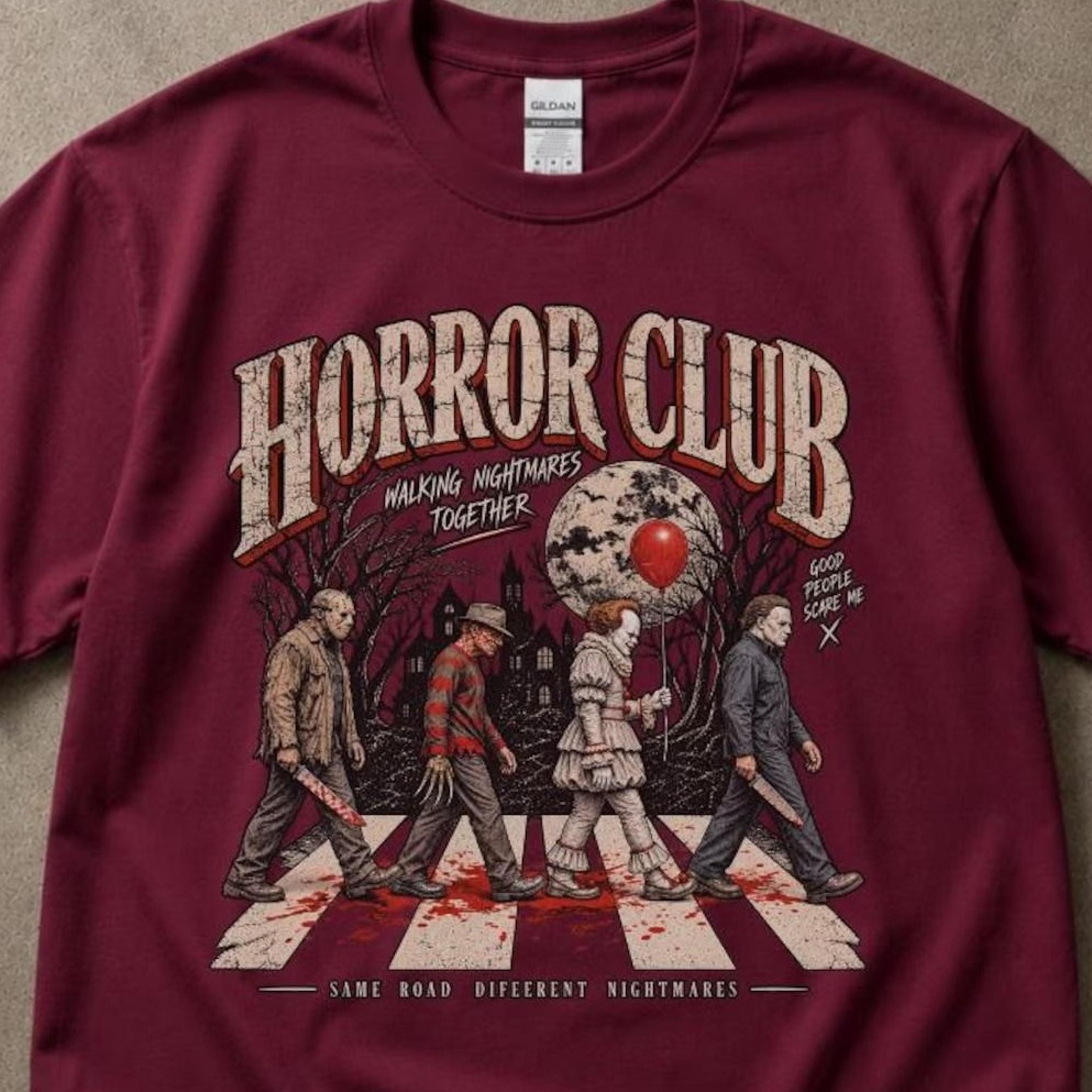 horror movie shirt, slasher horror t-shirt, scary movie character graphic tee, retro horror club shirt, halloween horror