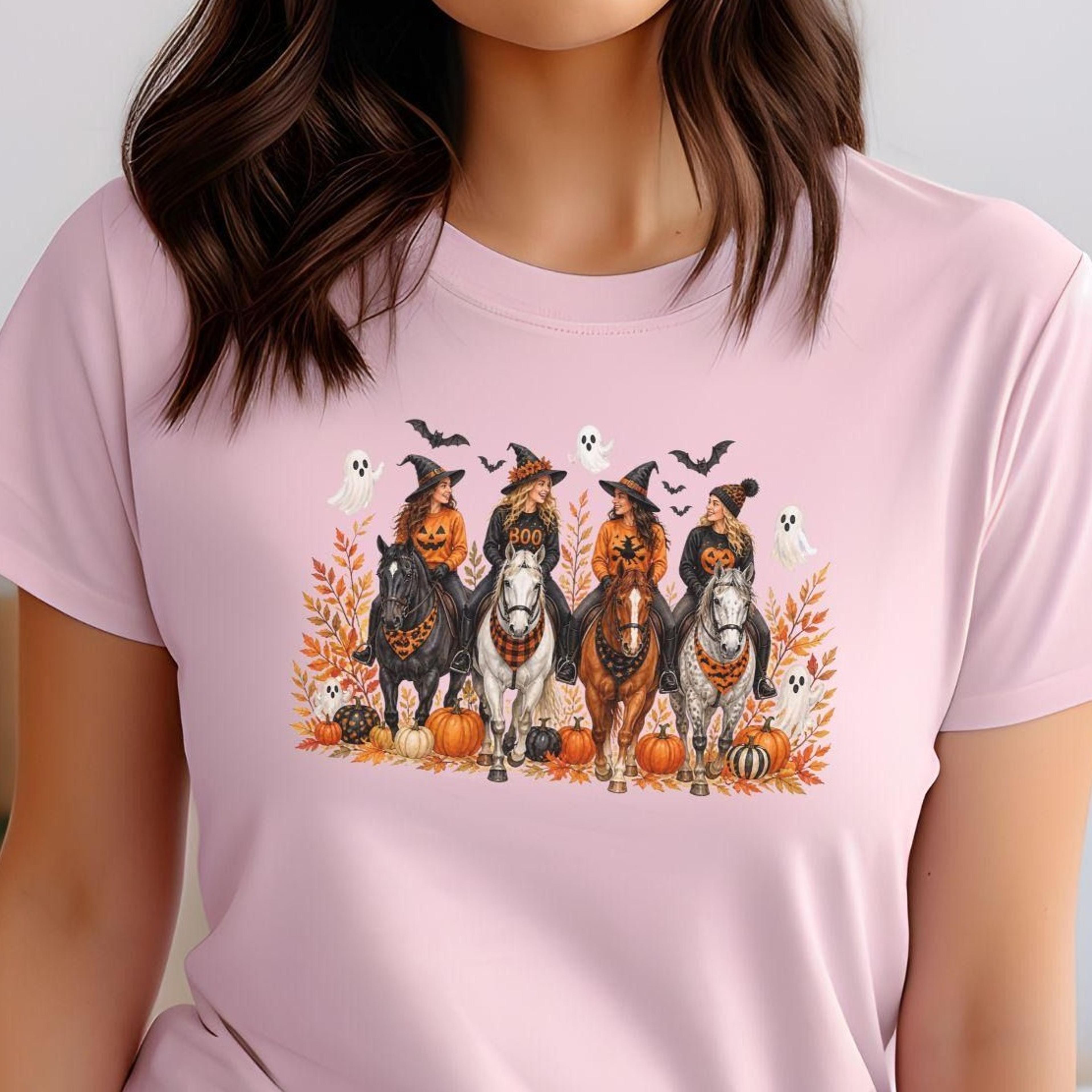 halloween t-shirt for female riders, gift idea for horse lovers, autumn ride, shirt for riding tournament, autumn