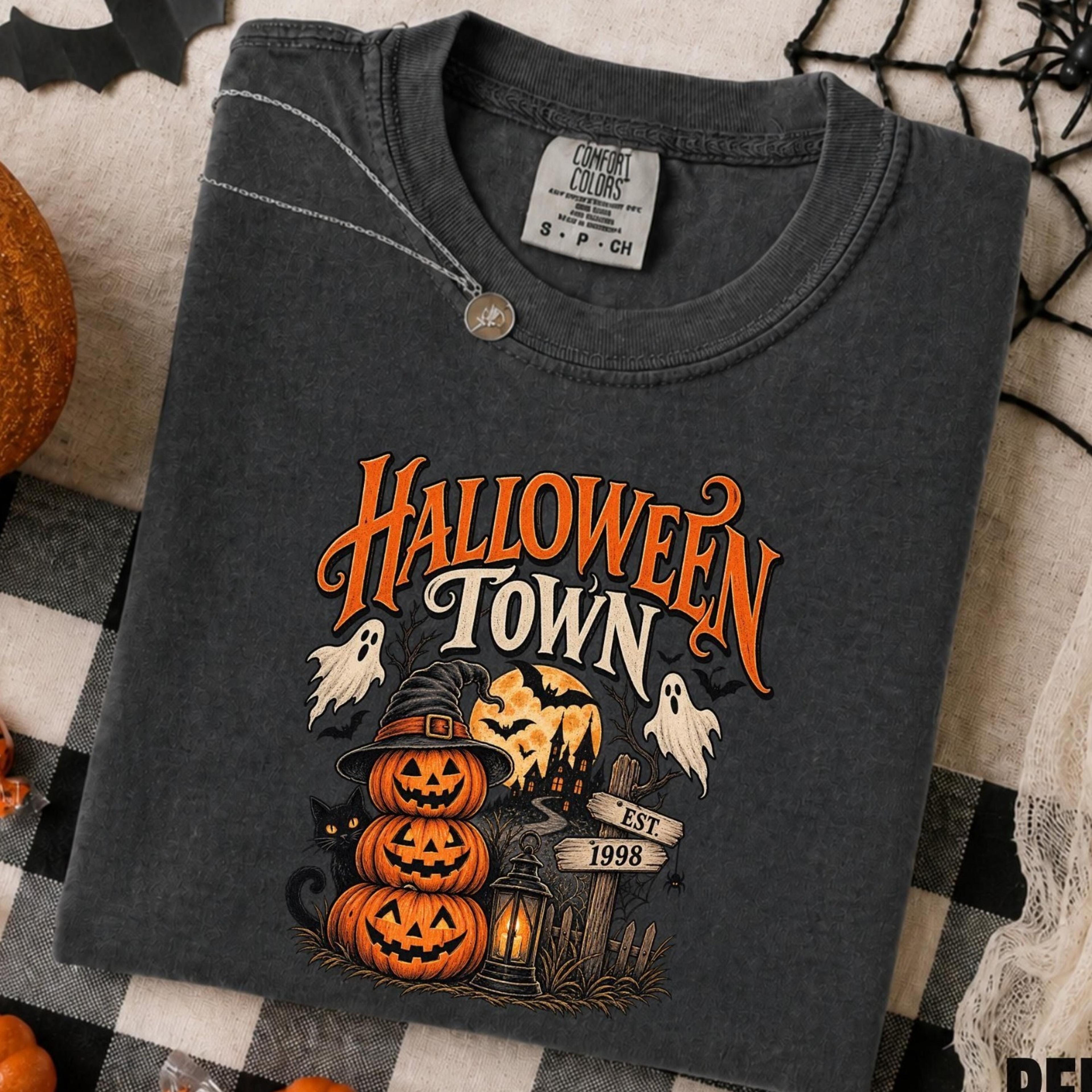 halloween town shirt, vintage halloween pumpkin tee, retro spooky ghost