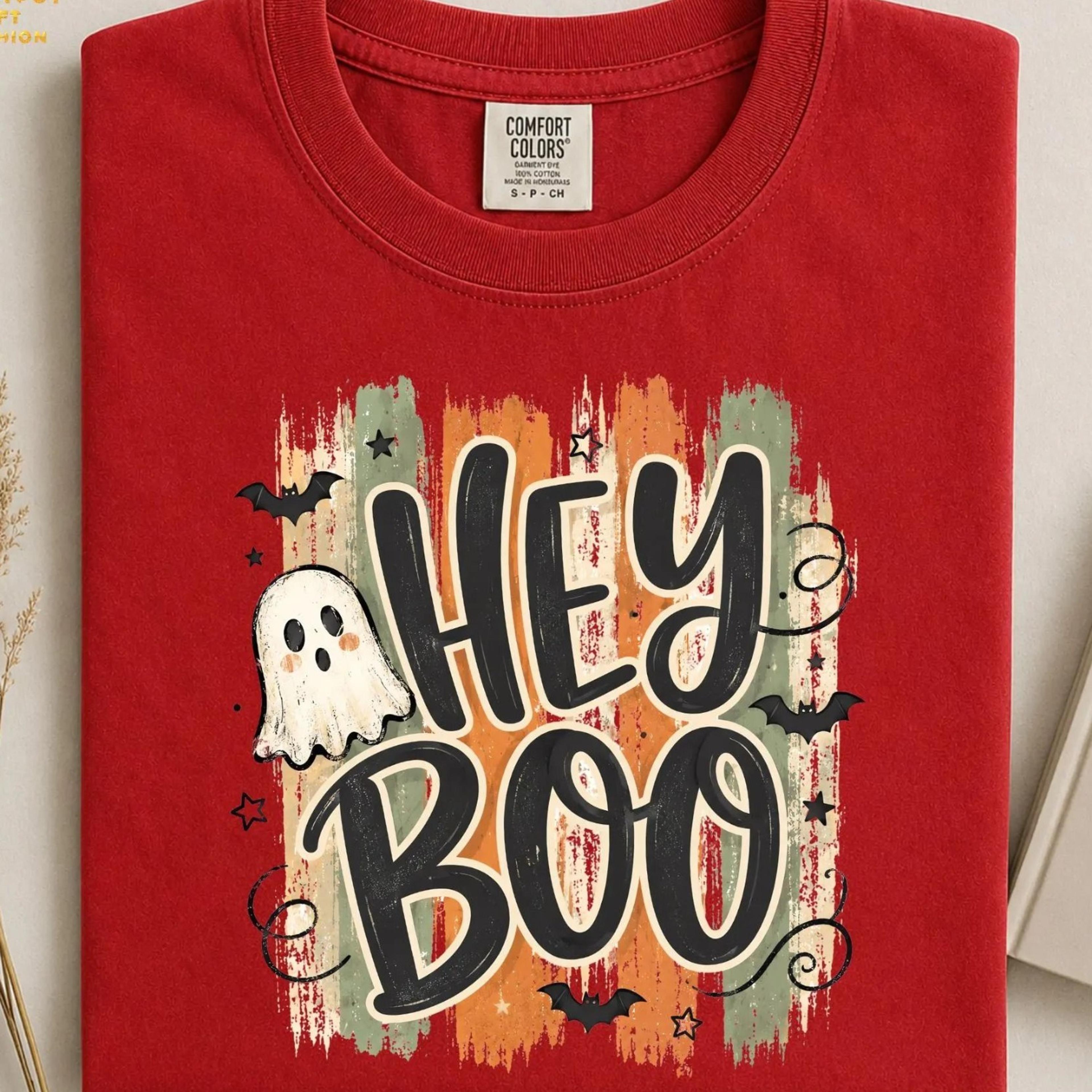 hey boo ghost shirt, cute retro halloween tee, spooky