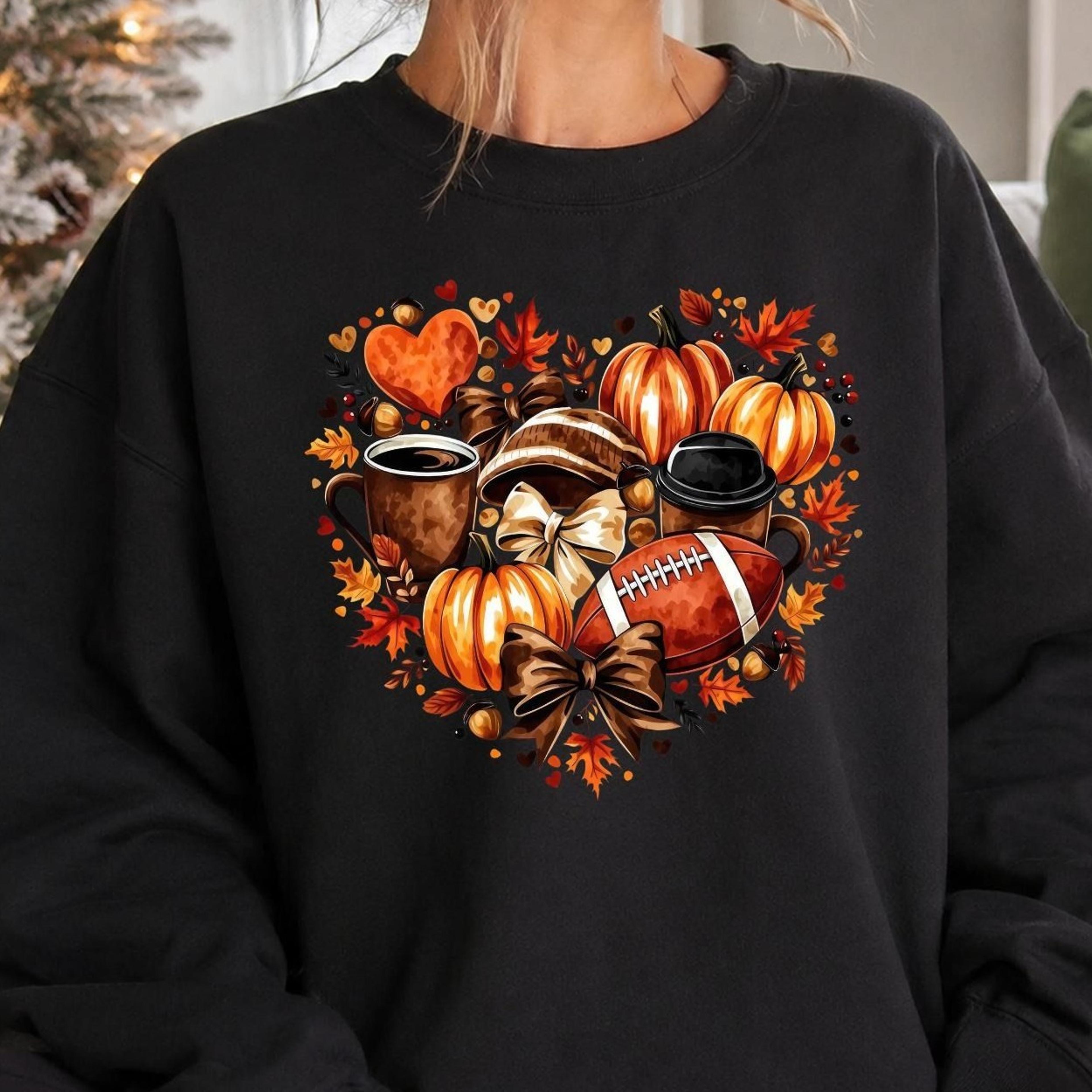 football pumpkin sweatshirt, fall game day crewneck, pumpkin coffee autumn sweater, cute football season shirt
