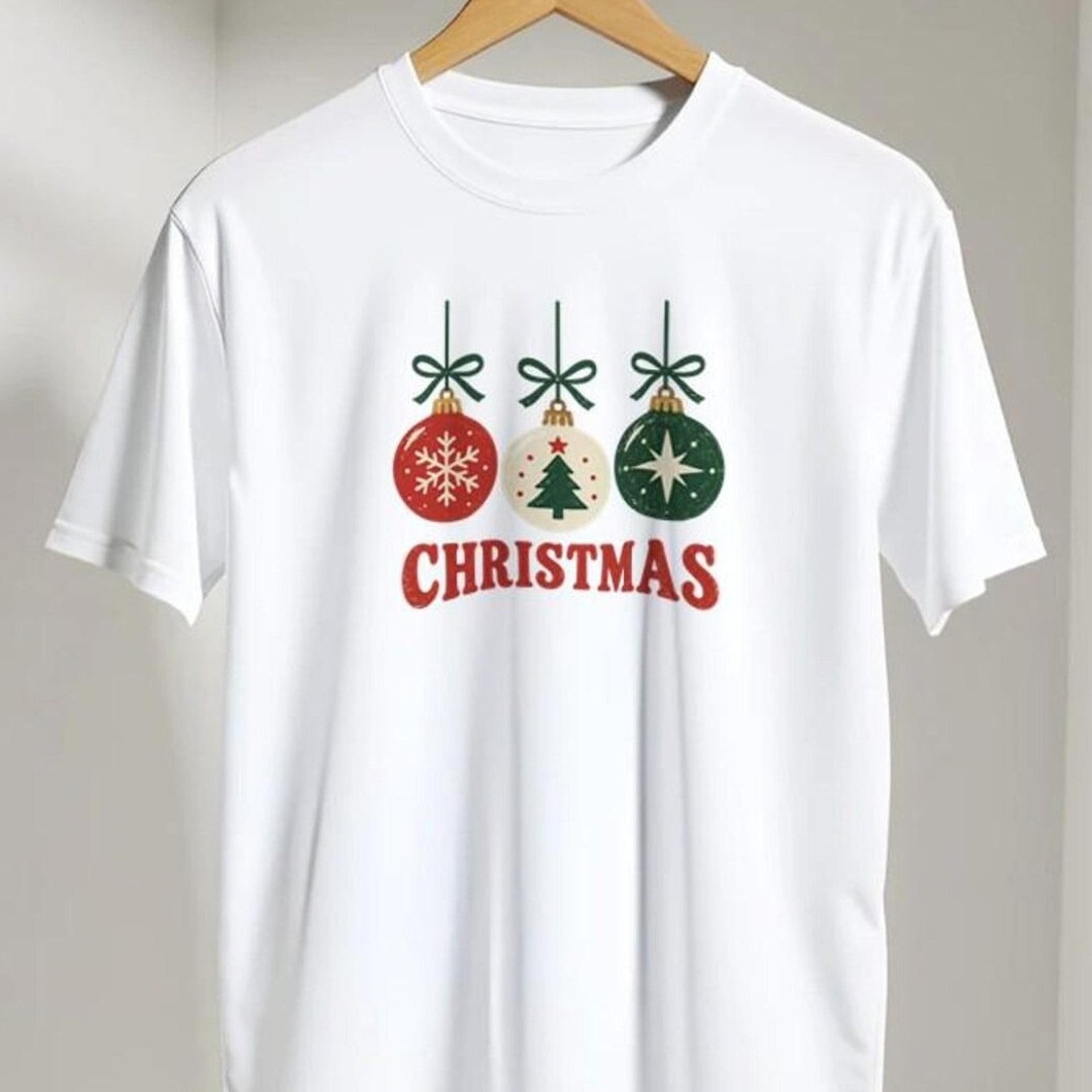 retro christmas tree baubles t-shirt – vintage festive design in red, green & cream for the most wonderful time