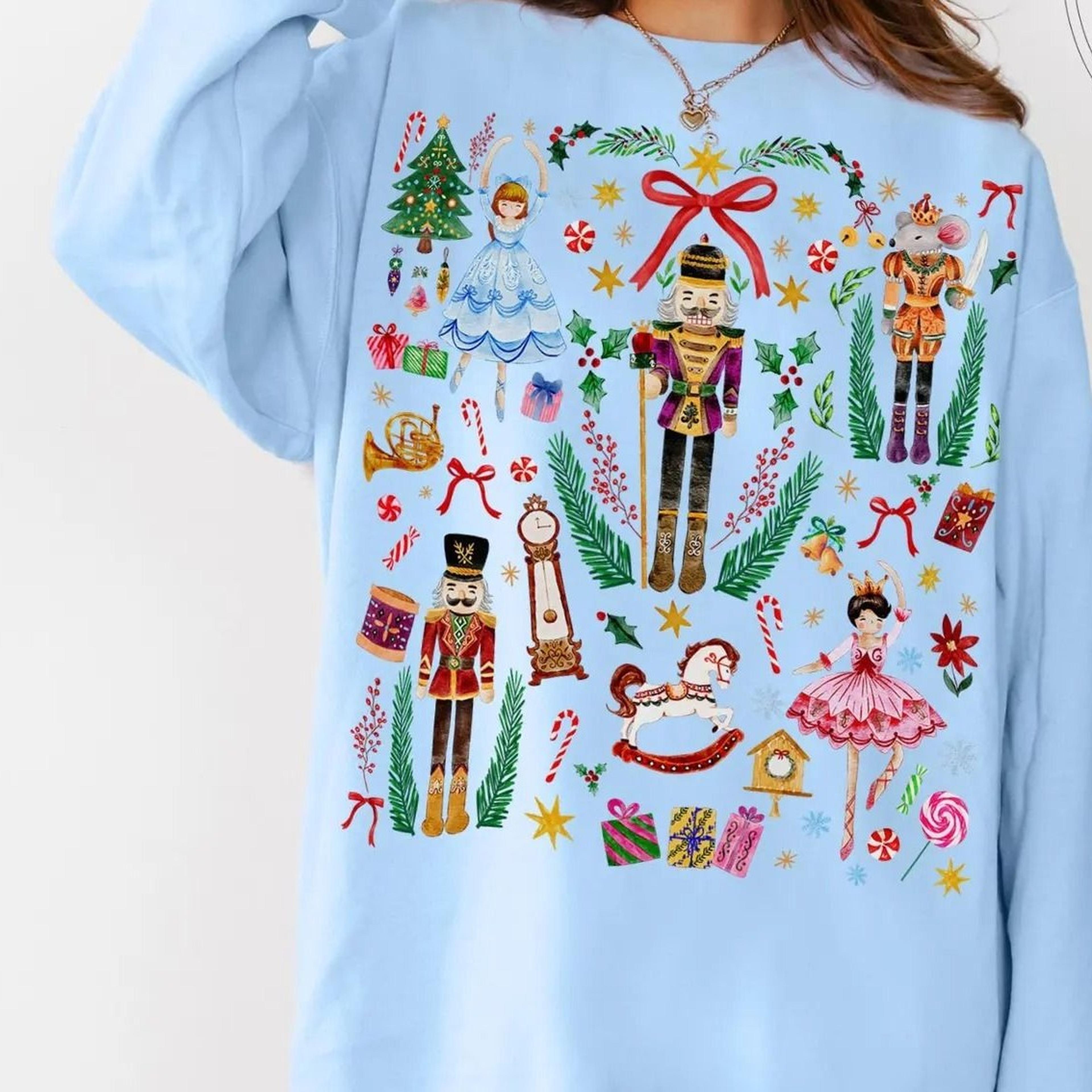 vintage christmas nutcracker sweatshirt crewneck holiday party tee christmas sweater nutcracker ballet