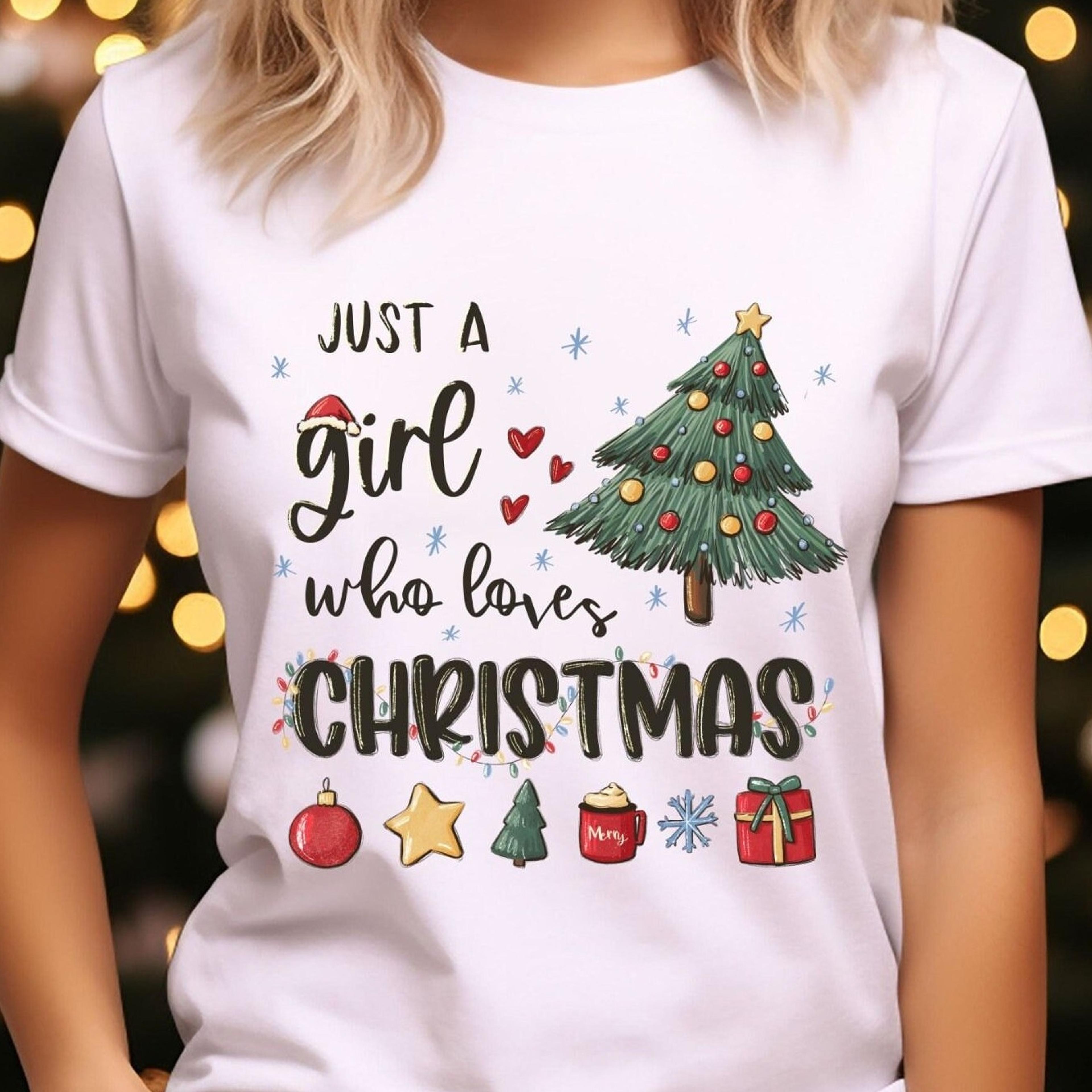 just a girl who loves christmas tee, womens christmas sweatshirt