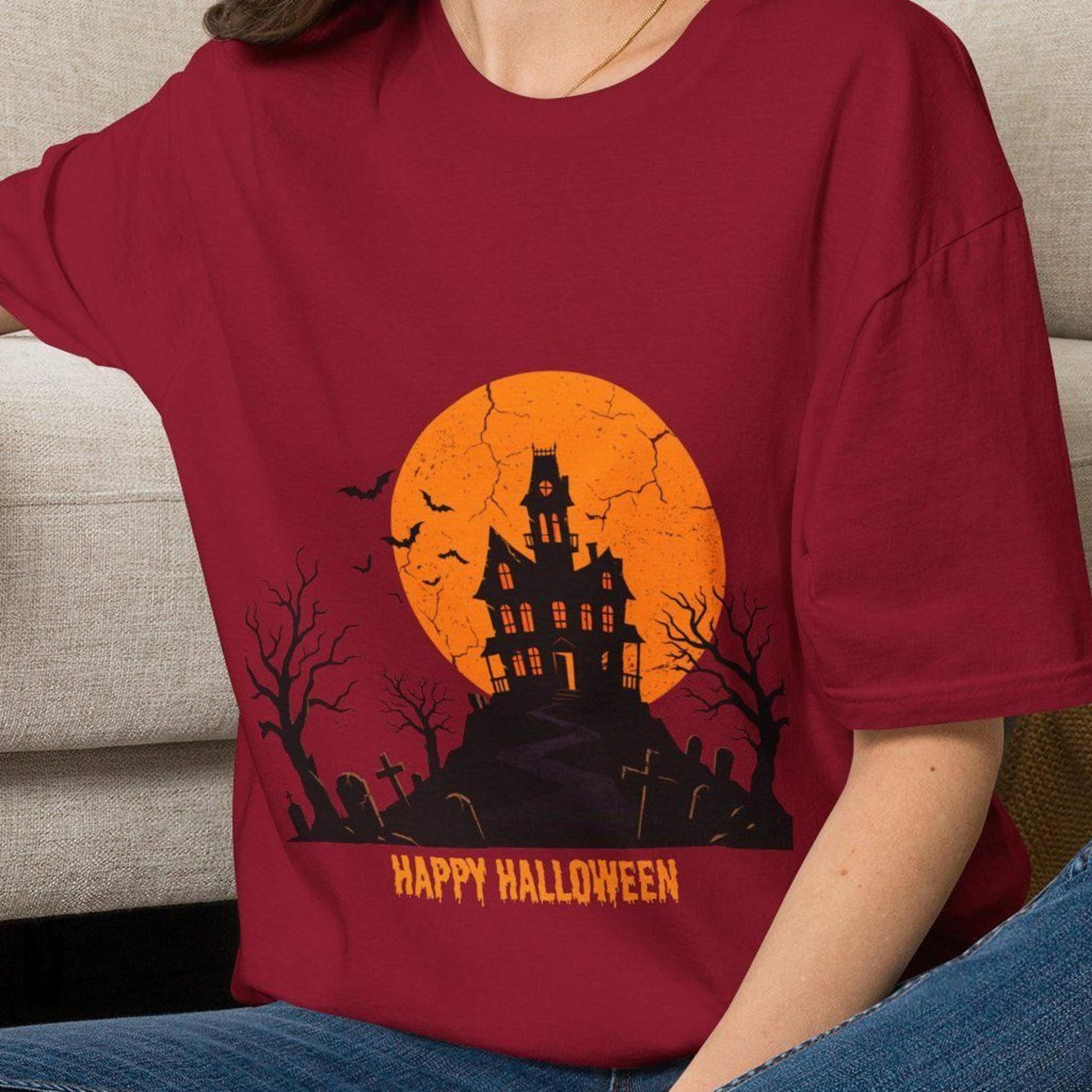 happy halloween shirt, haunted house t-shirt, spooky halloween tee, halloween gift for him her, fall season shirt