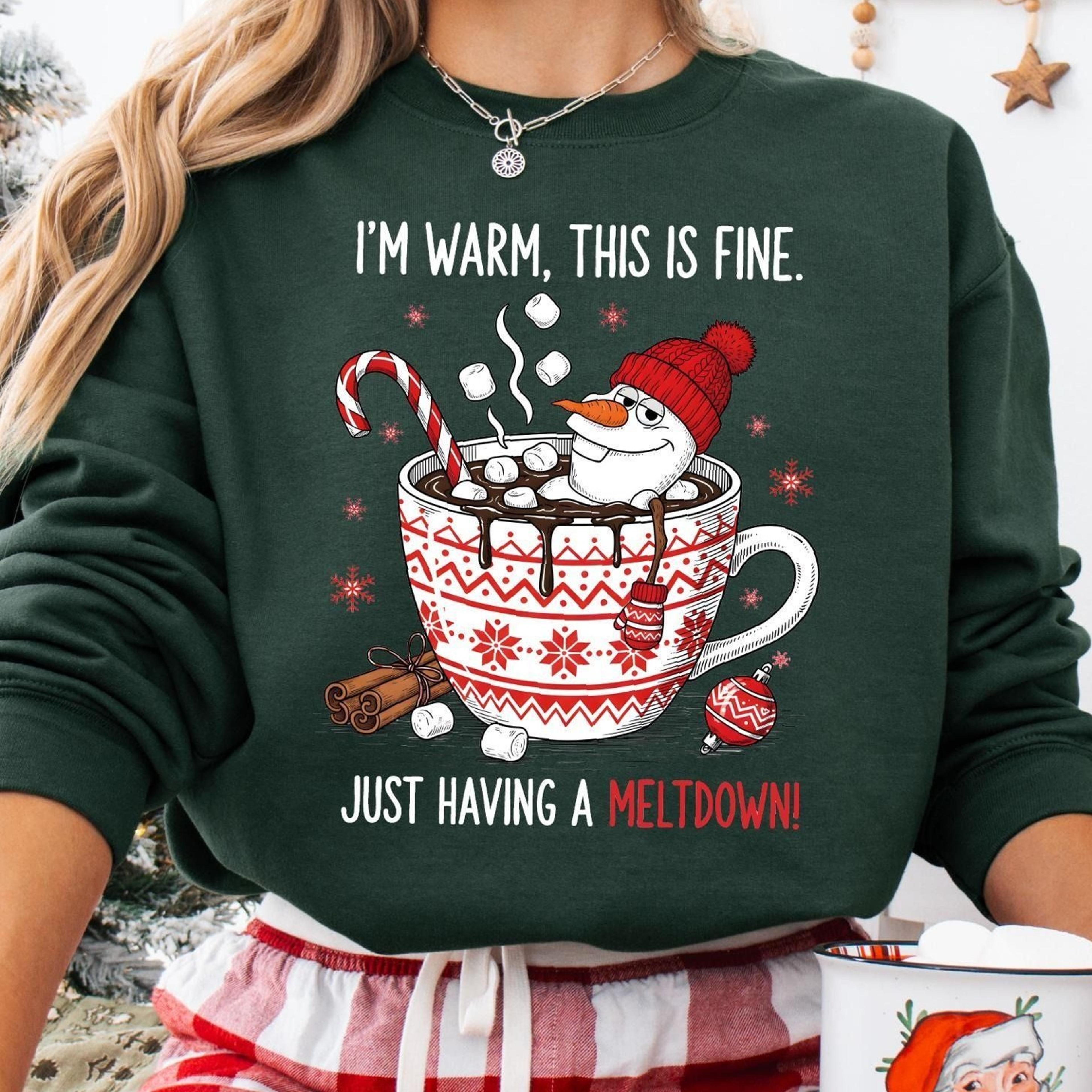 i'm warm this is fine just having a meltdown christmas snowman shirt, funny christmas snowman sweater