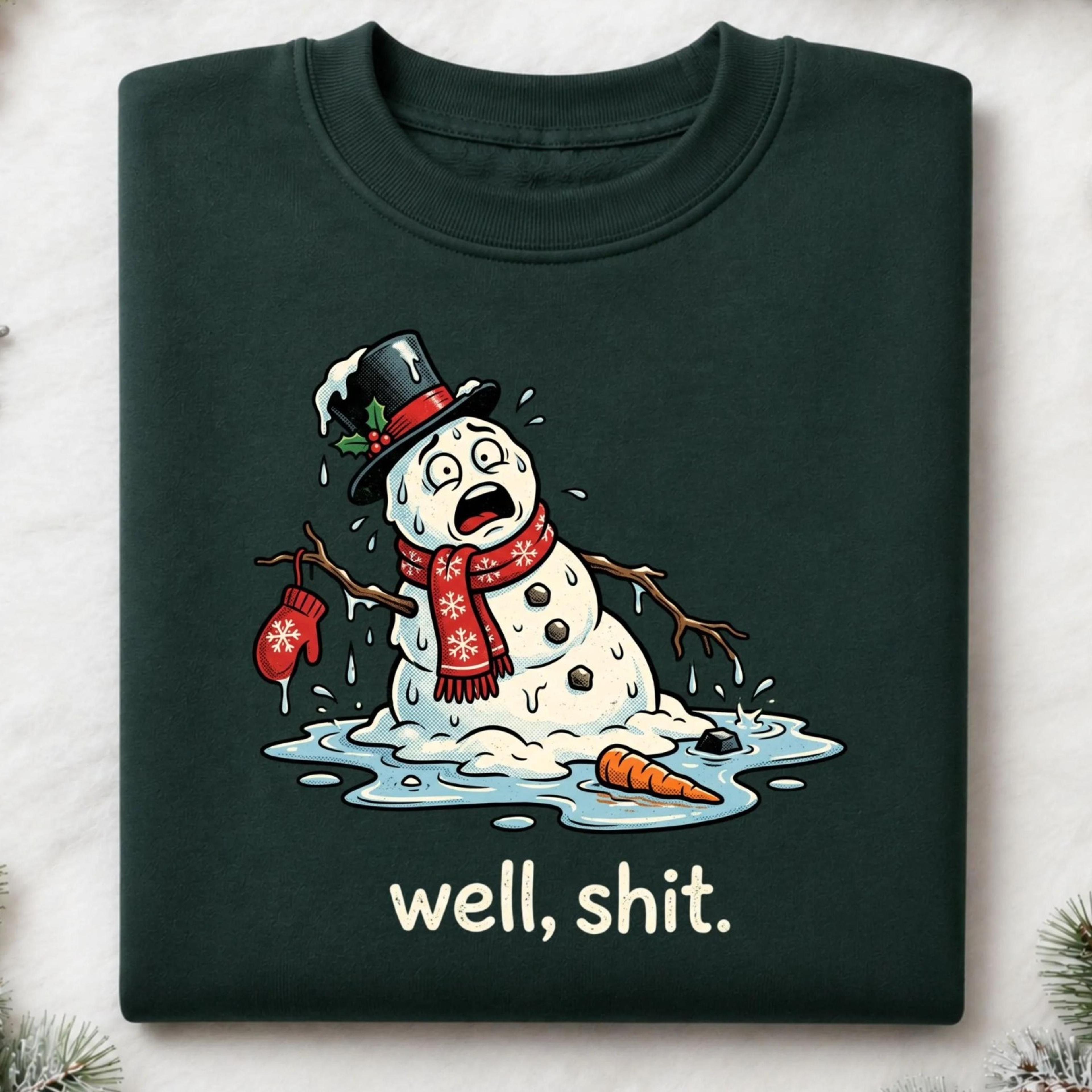 melting snowman christmas sweatshirt, well shirt funny christmas sweatshirt, winter xmas holiday jumper