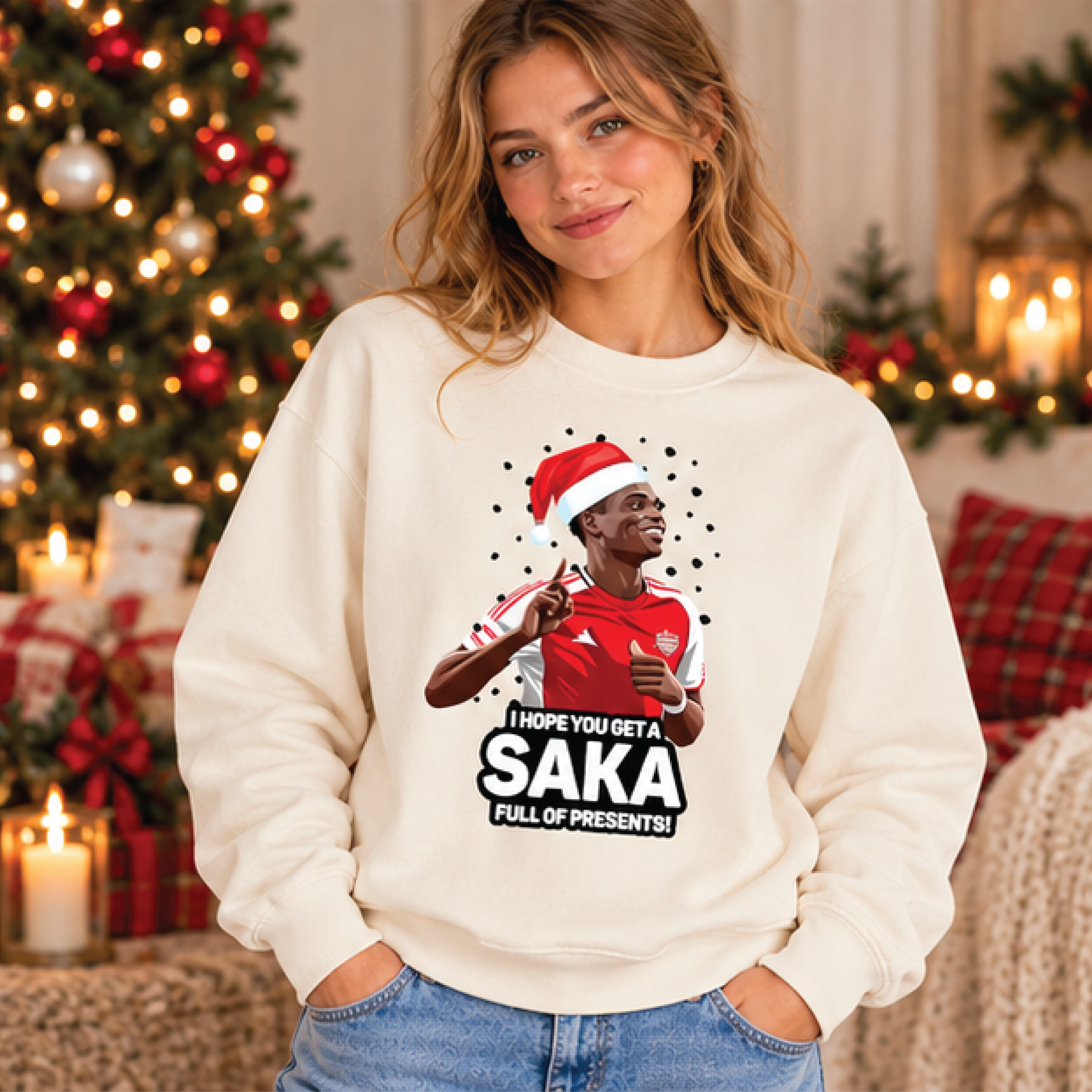 saka christmas sweatshirt funny football jumper festive soccer fan gift holiday sweater for football lovers xmas gift