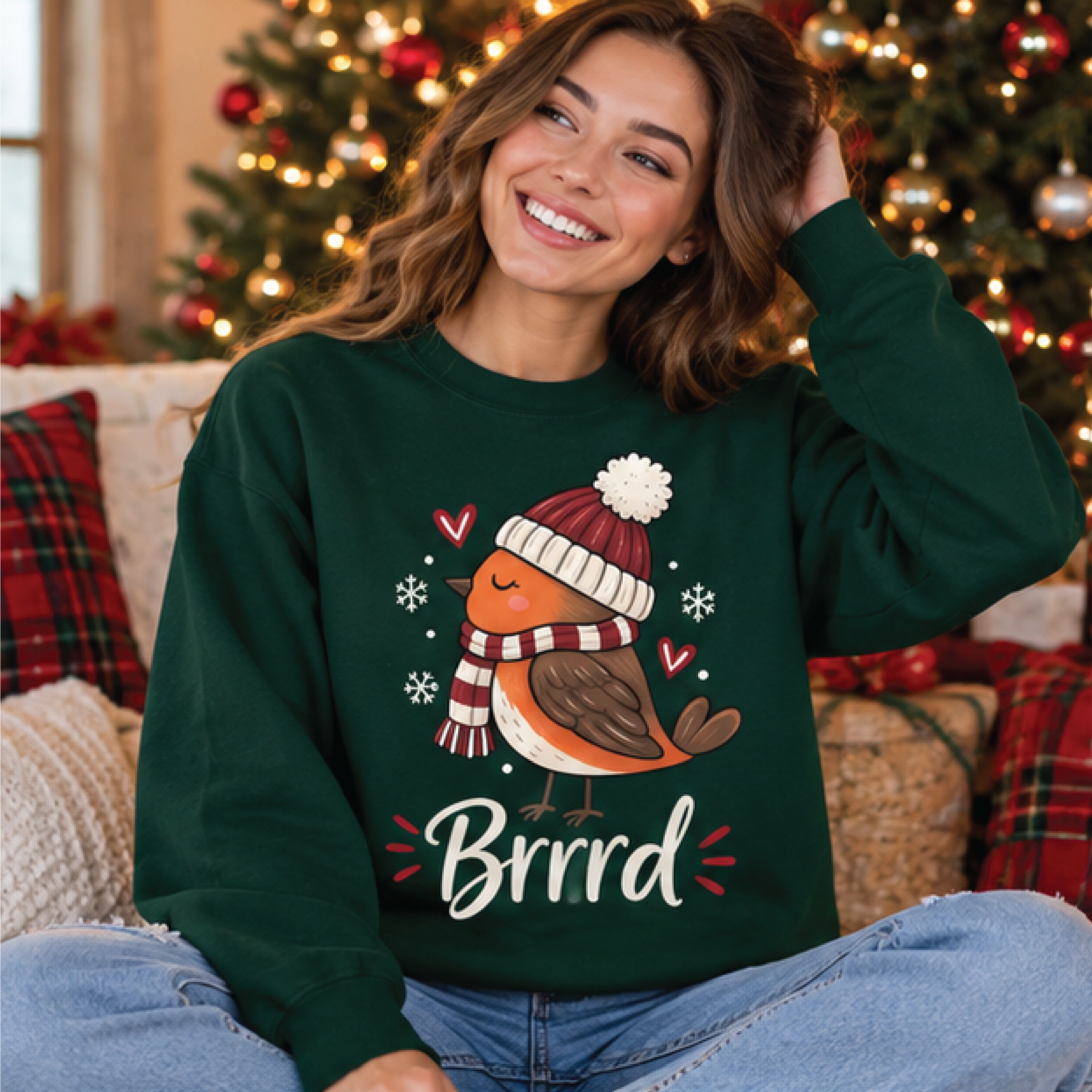 cute christmas bird sweatshirt brrrd winter robin sweater funny holiday jumper cozy bird lover gift festive xmas outfit