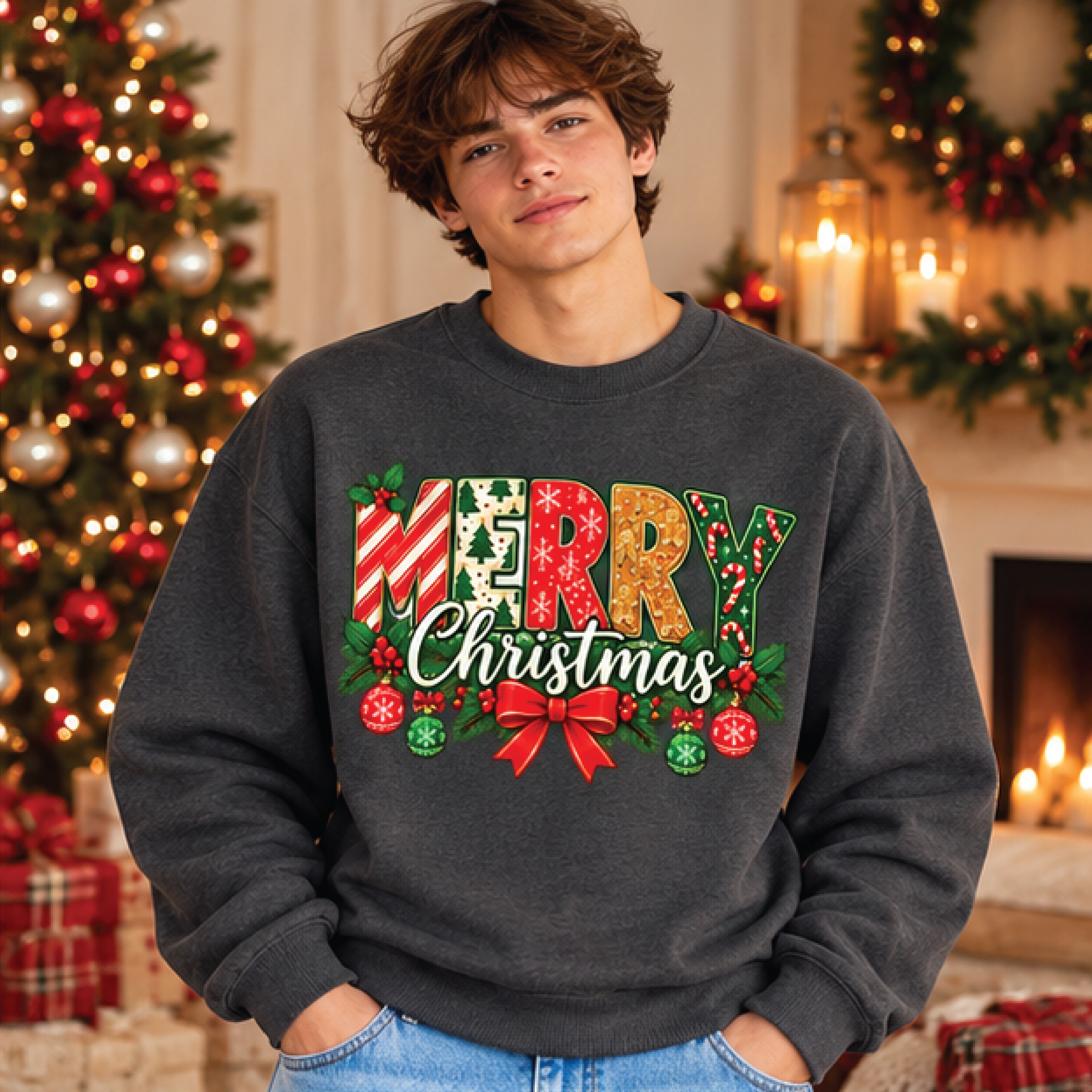merry christmas sweatshirt colorful holiday sweater festive xmas jumper retro christmas crewneck cozy gift for her