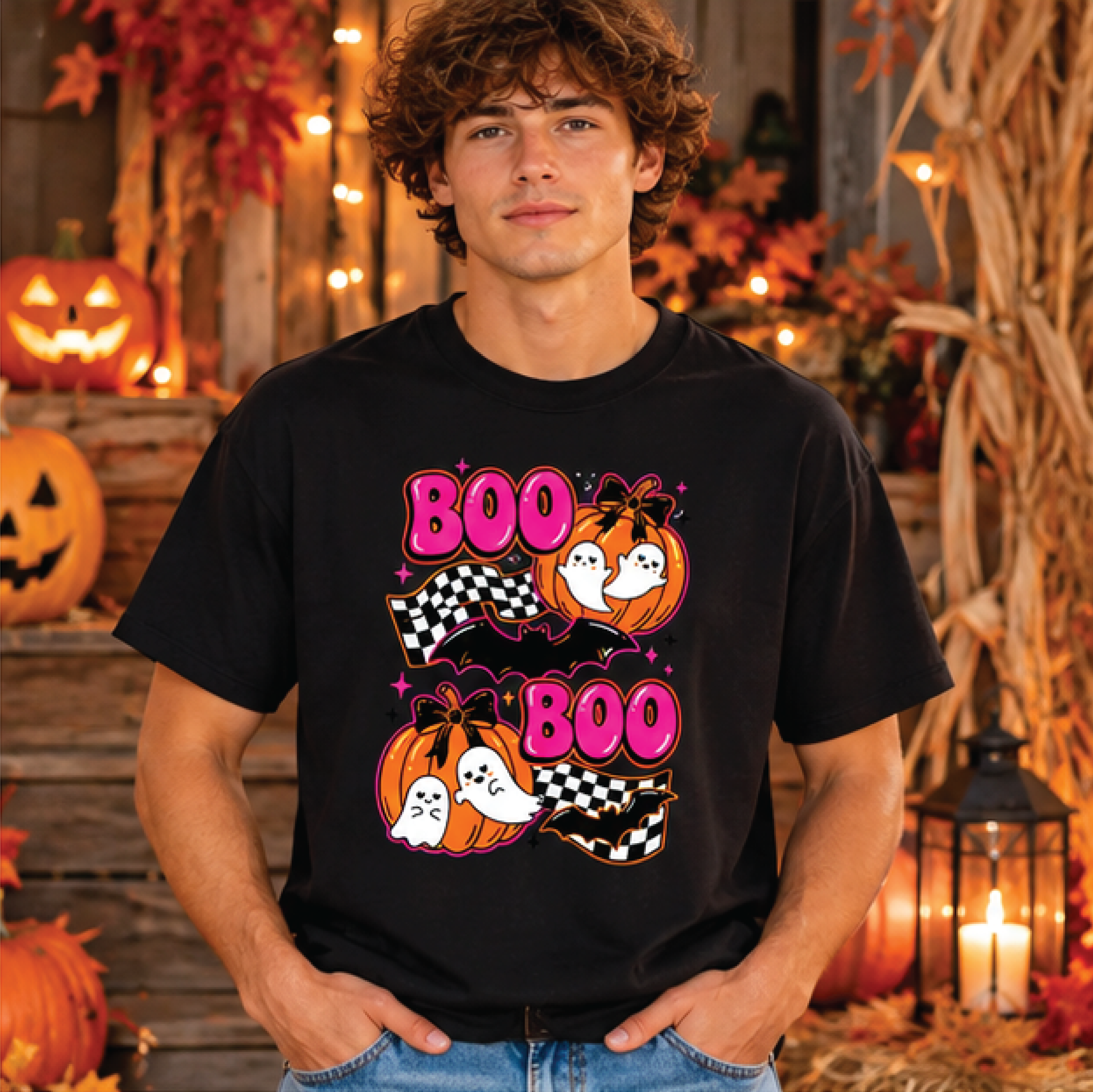 boo halloween sweatshirt, cute ghost pumpkin shirt, pink spooky season crewneck, retro bat halloween gift, fall pullover
