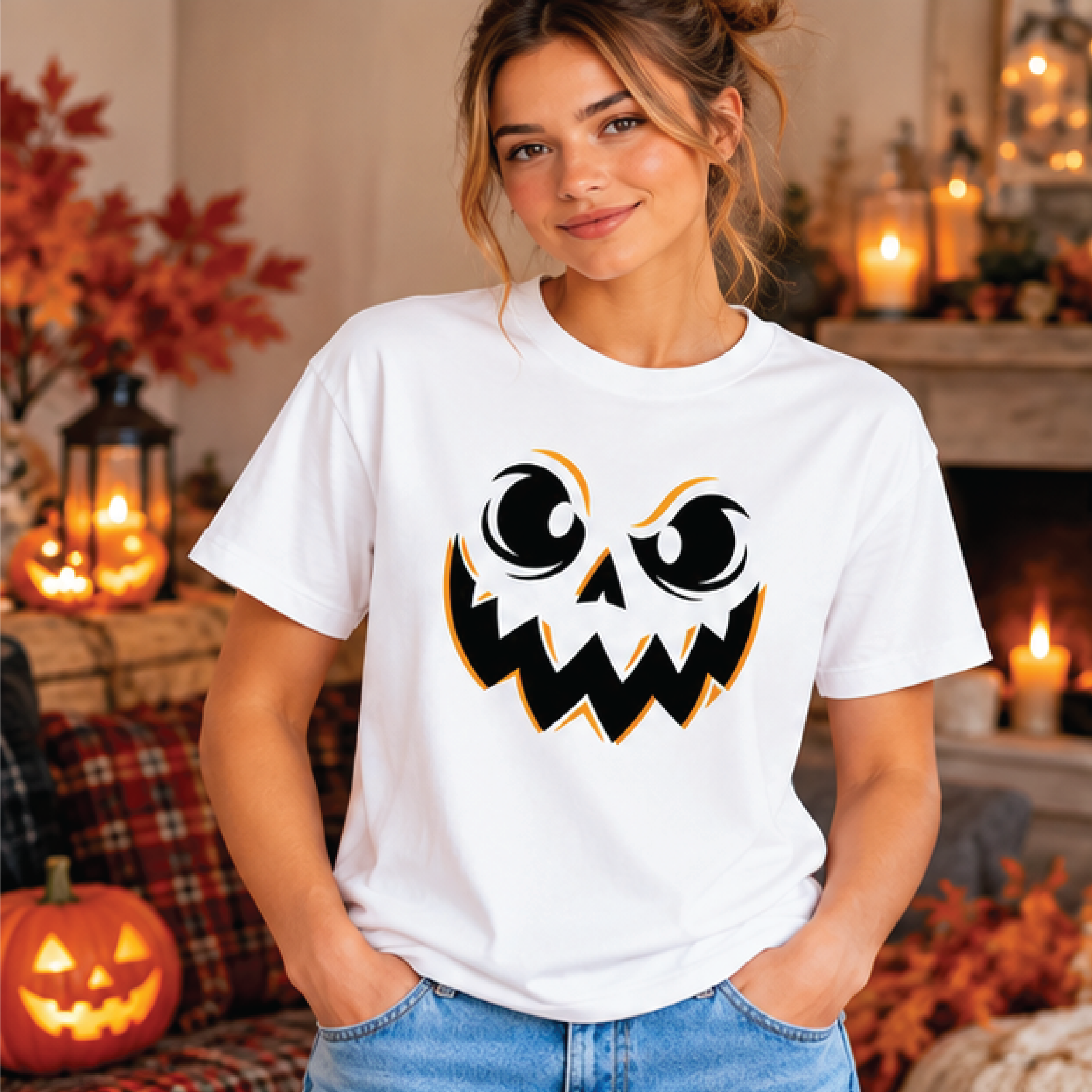 halloween pumpkin face t-shirt, spooky jack o lantern shirt, cute pumpkin halloween tee, fall spooky season gift