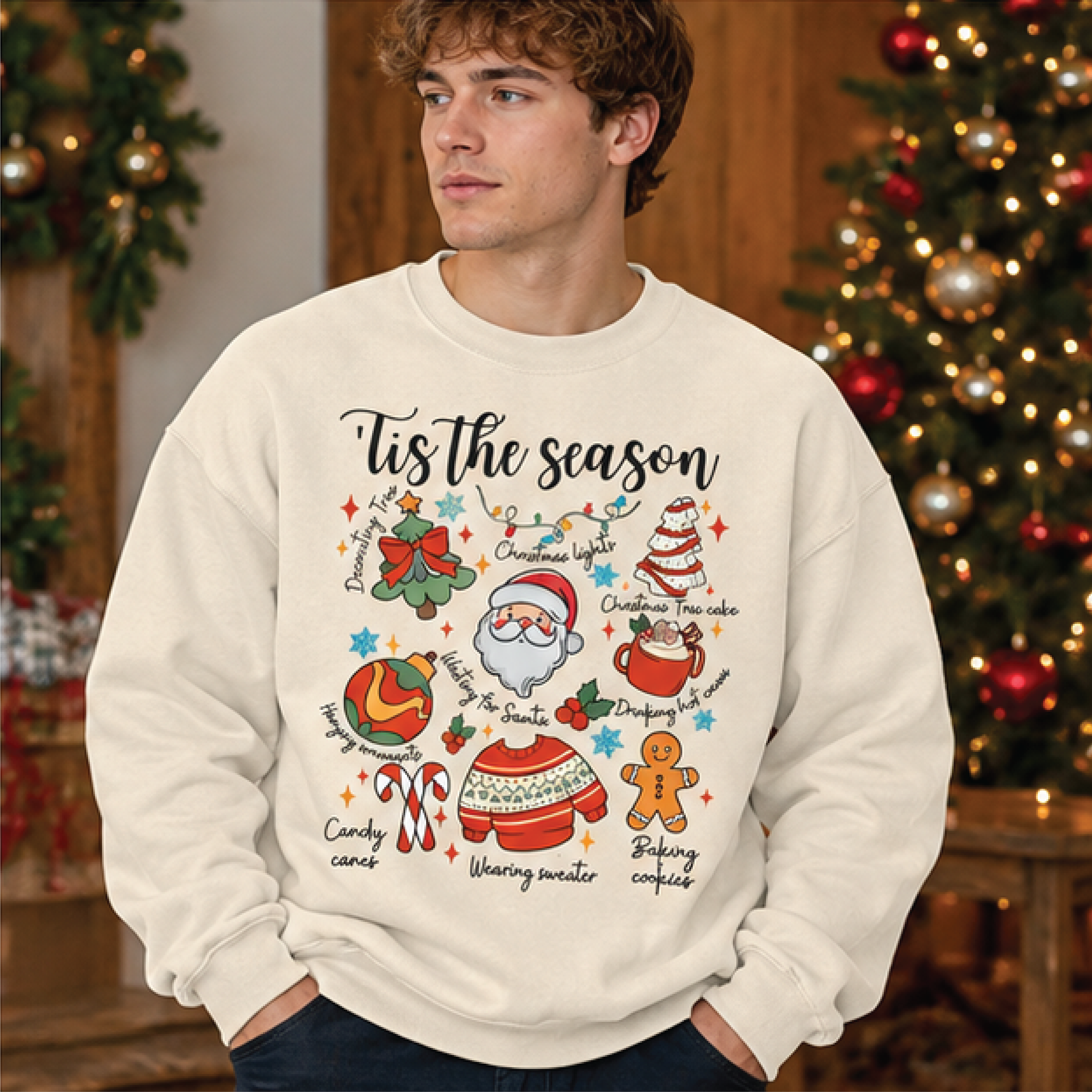 tis the season christmas sweatshirt, funny holiday checklist crewneck, santa christmas sweater, festive winter xmas gift