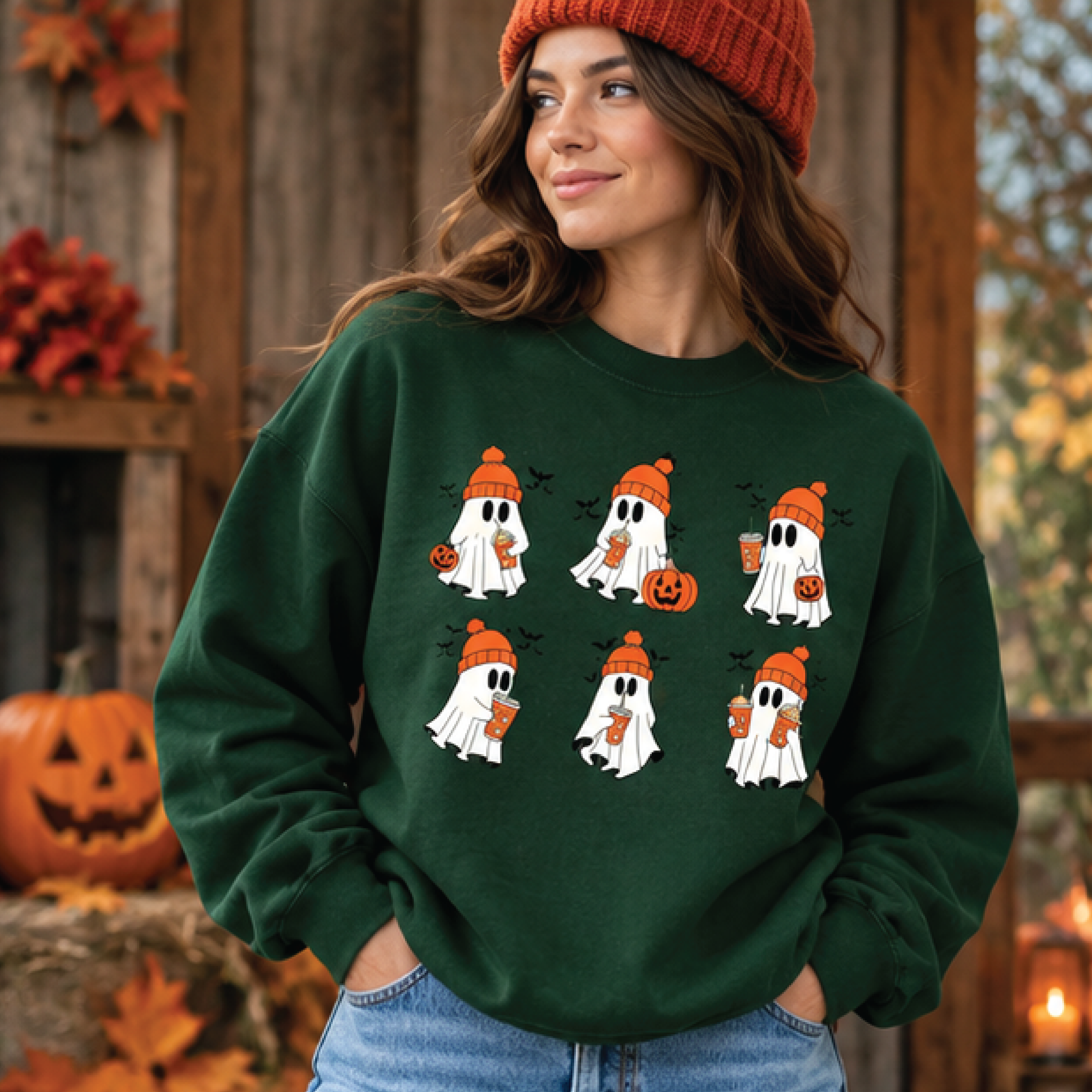 halloween ghost sweatshirt, cute coffee ghost crewneck, spooky season fall sweater, pumpkin ghost halloween gift