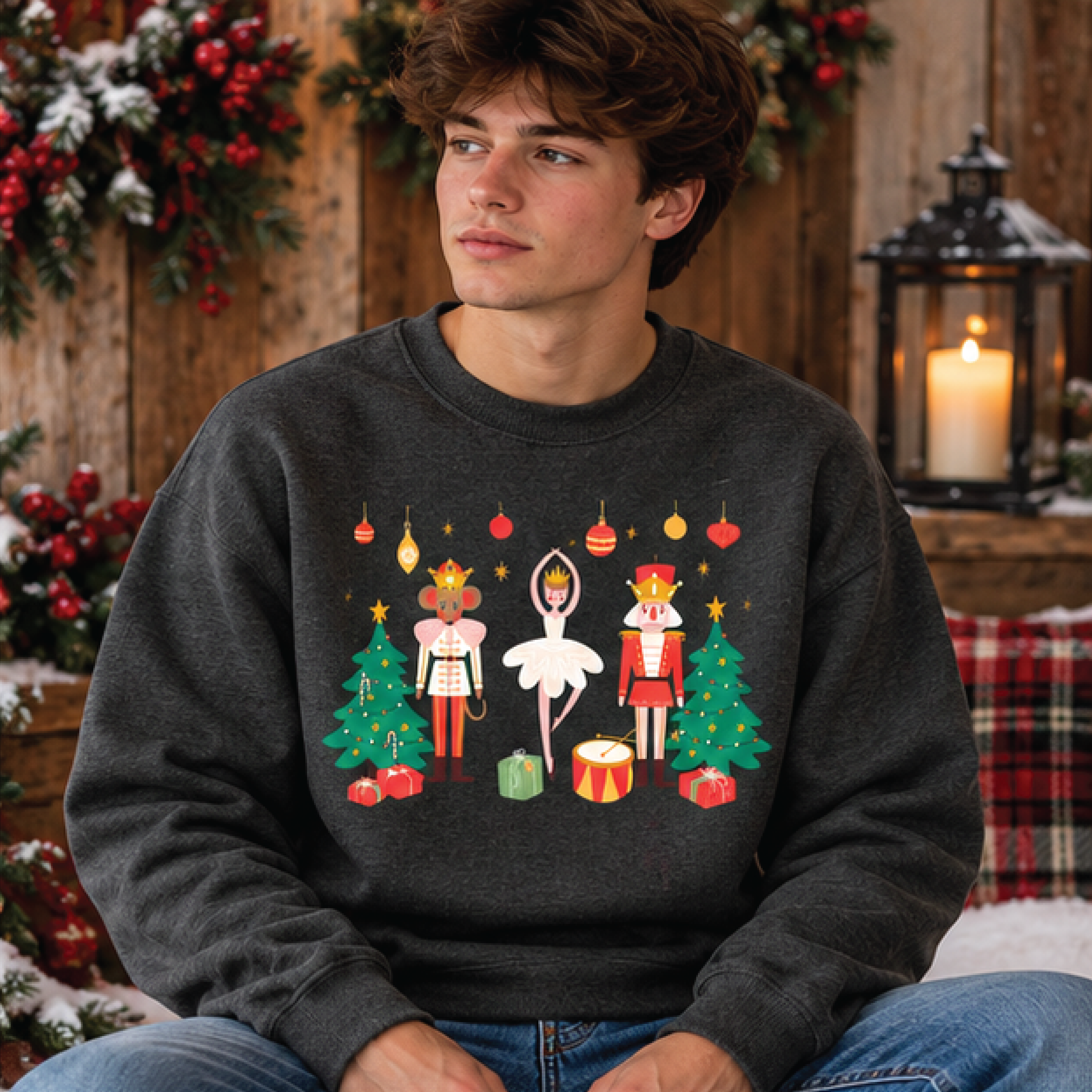 nutcracker christmas sweatshirt, ballet holiday crewneck, festive nutcracker sweater, christmas tree gift for her