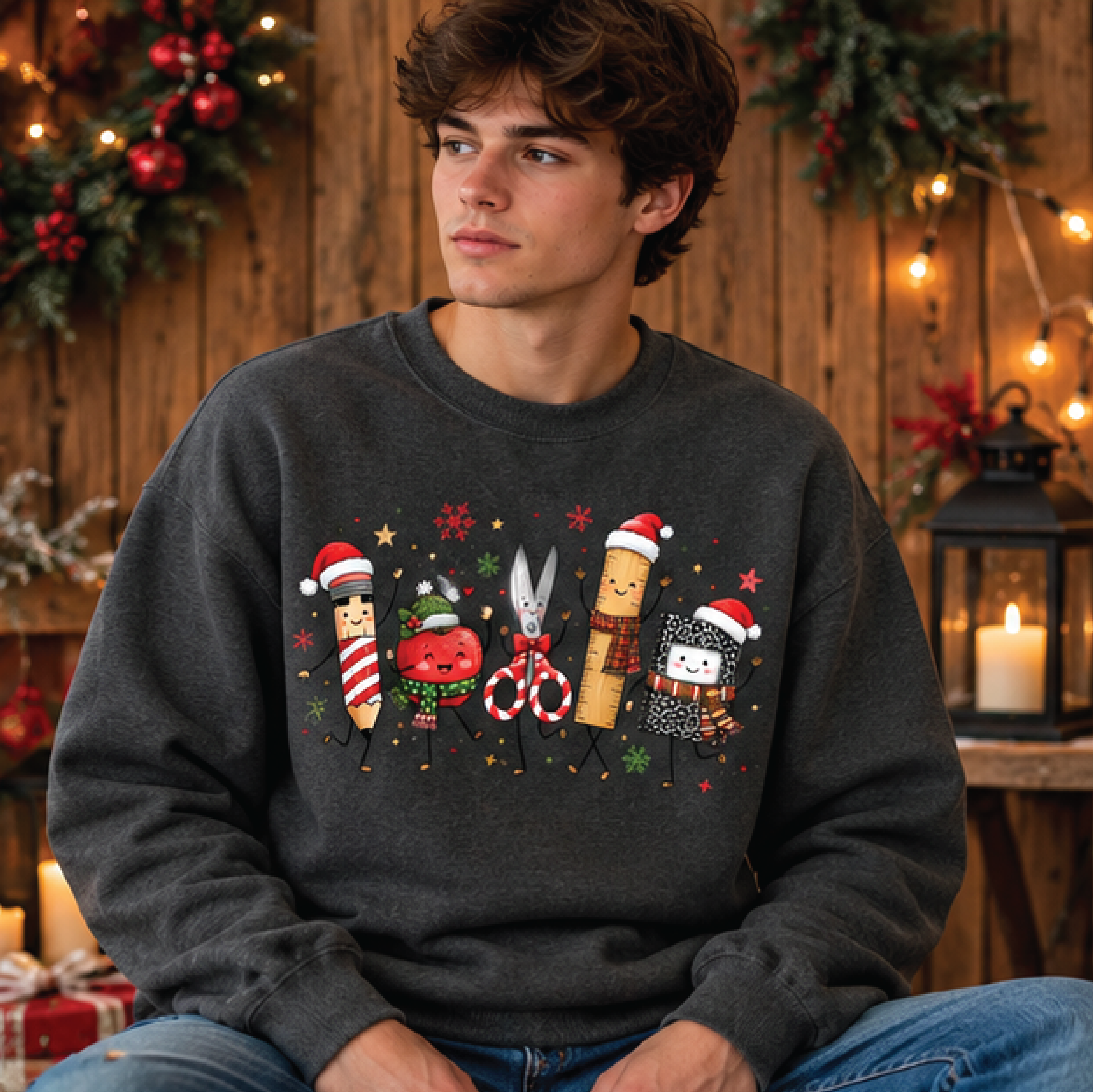 christmas sewing sweatshirt, cute sewing supplies crewneck, festive crafter sweater, seamstress quilter holiday gift