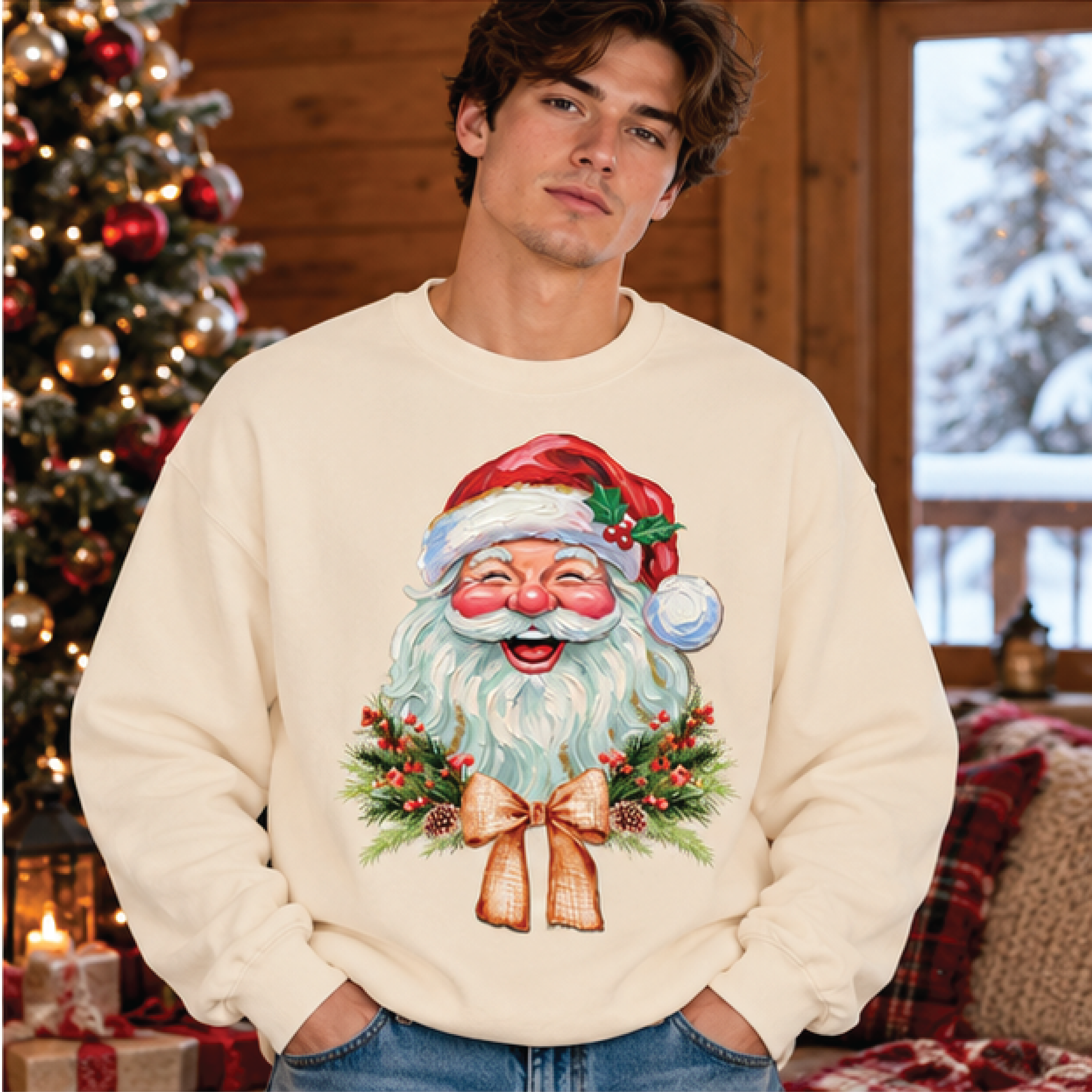 vintage santa christmas sweatshirt, retro santa claus crewneck, festive holiday sweater, classic christmas gift