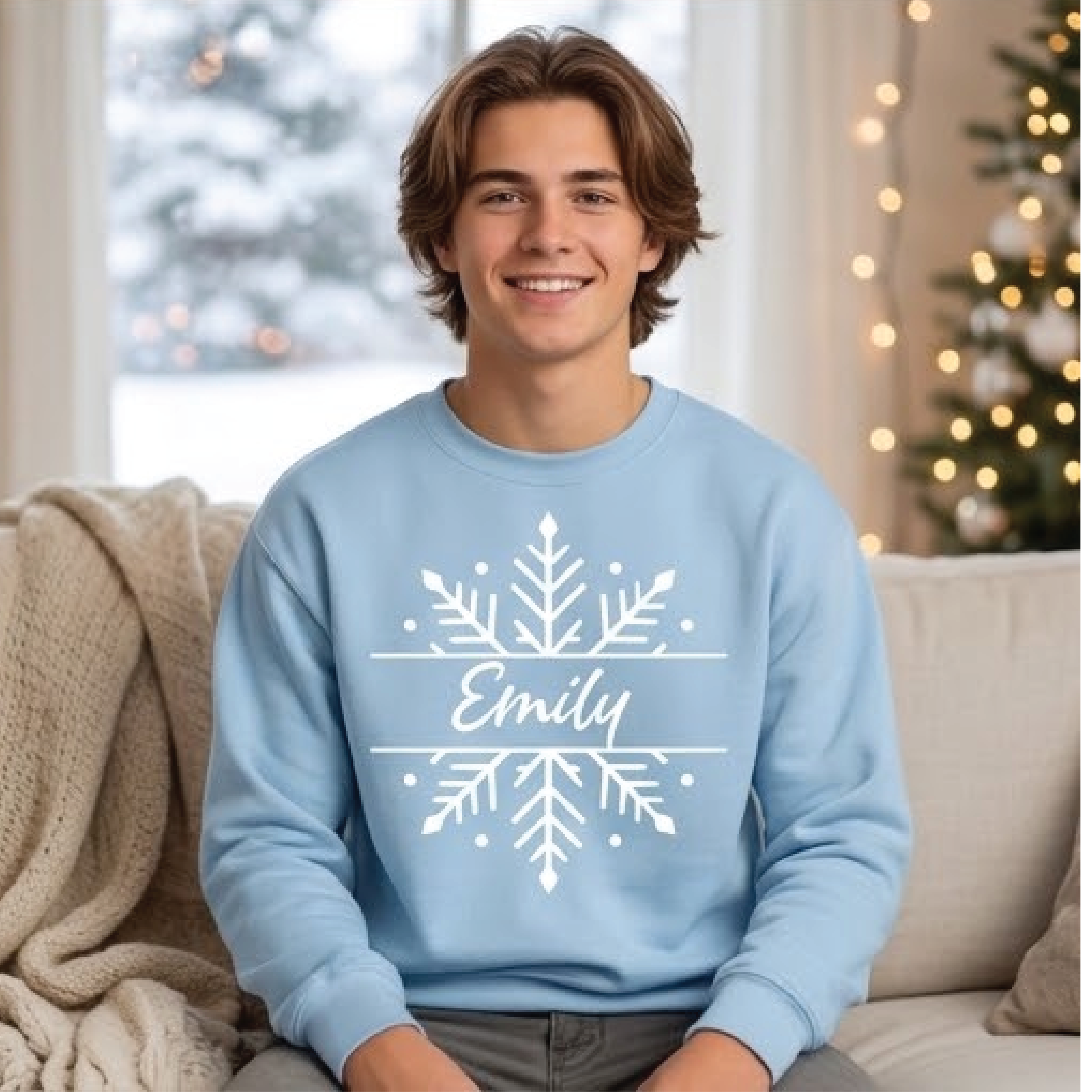 personalized christmas sweatshirt, custom name snowflake crewneck, family holiday sweater, winter xmas gift, festive