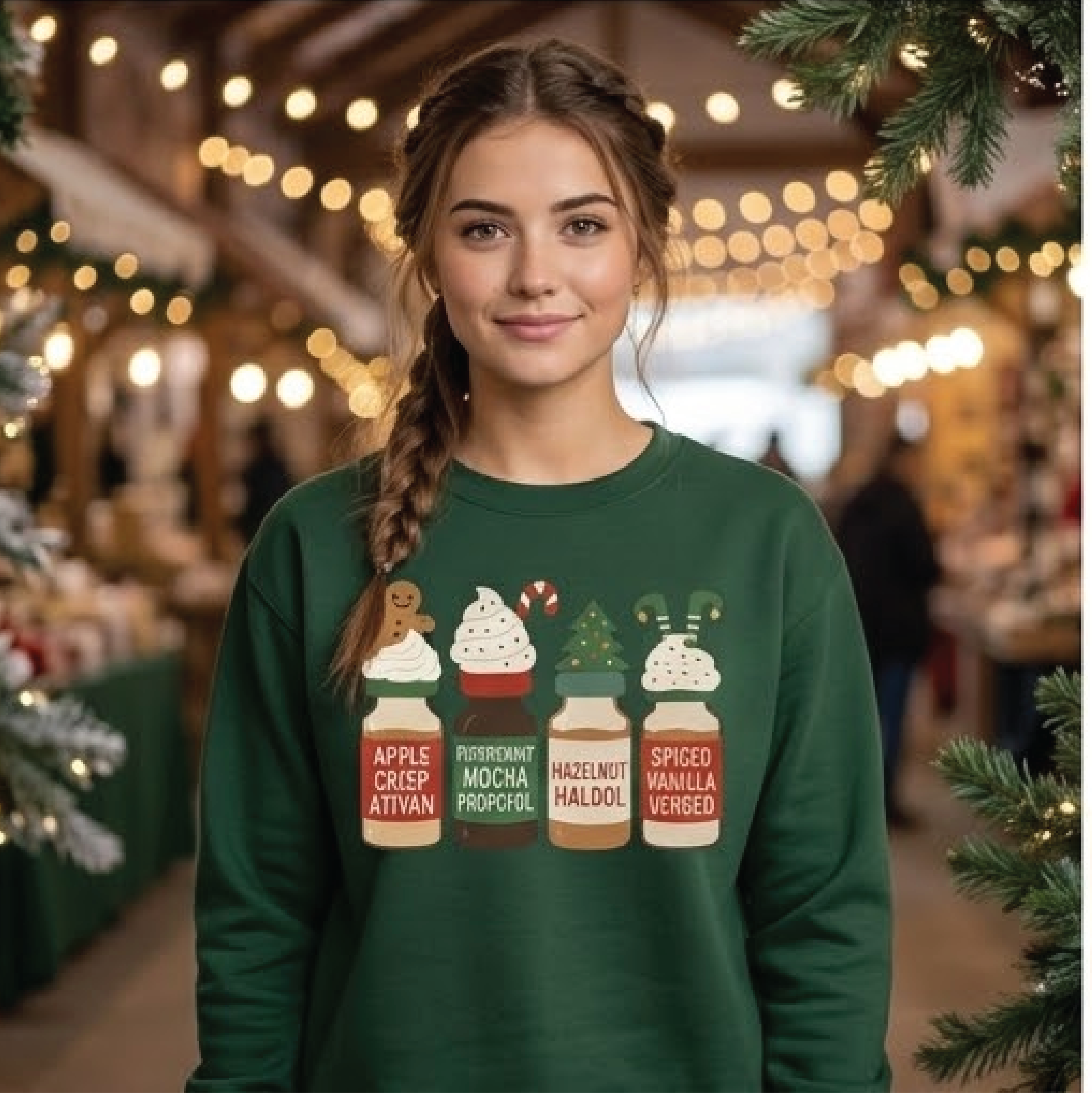 christmas coffee sweatshirt, festive holiday drinks crewneck, peppermint mocha winter sweater, cute christmas gift