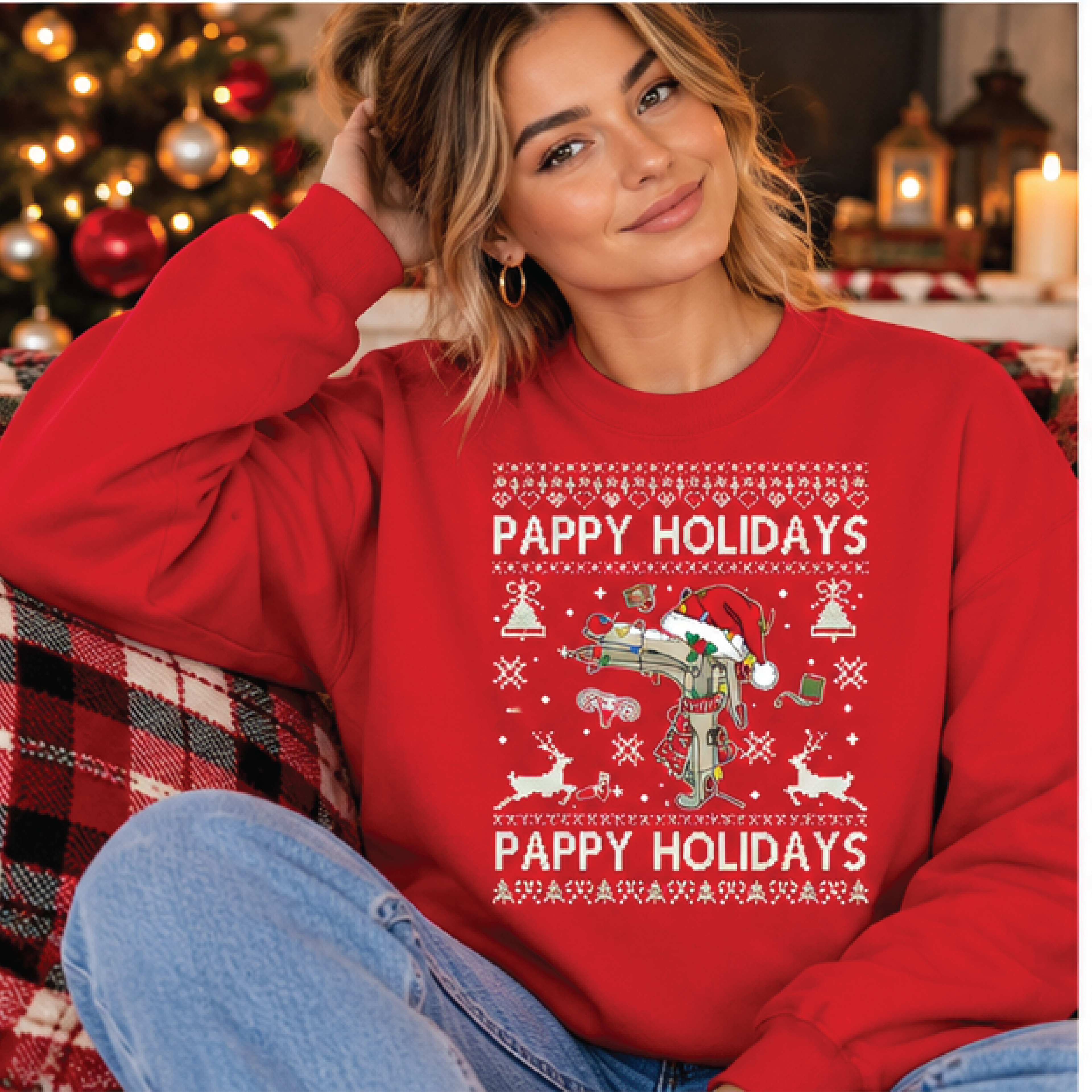 pappy holidays christmas sweatshirt, funny grandpa golf christmas crewneck, retro golf cart holiday sweater, papa gift