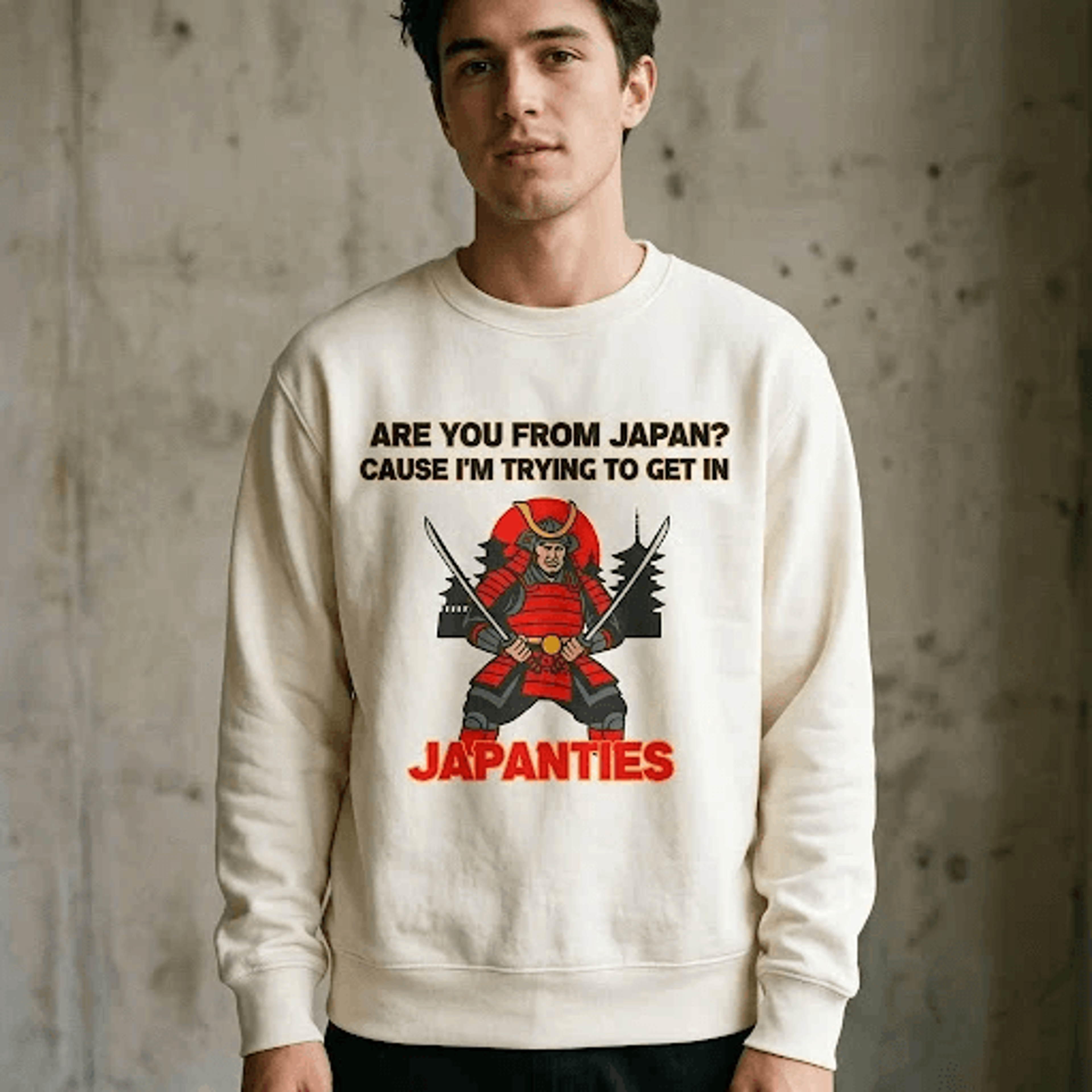 funny japan samurai sweatshirt, are you from japan pickup line crewneck, japanties pun graphic sweater, adult humor gift