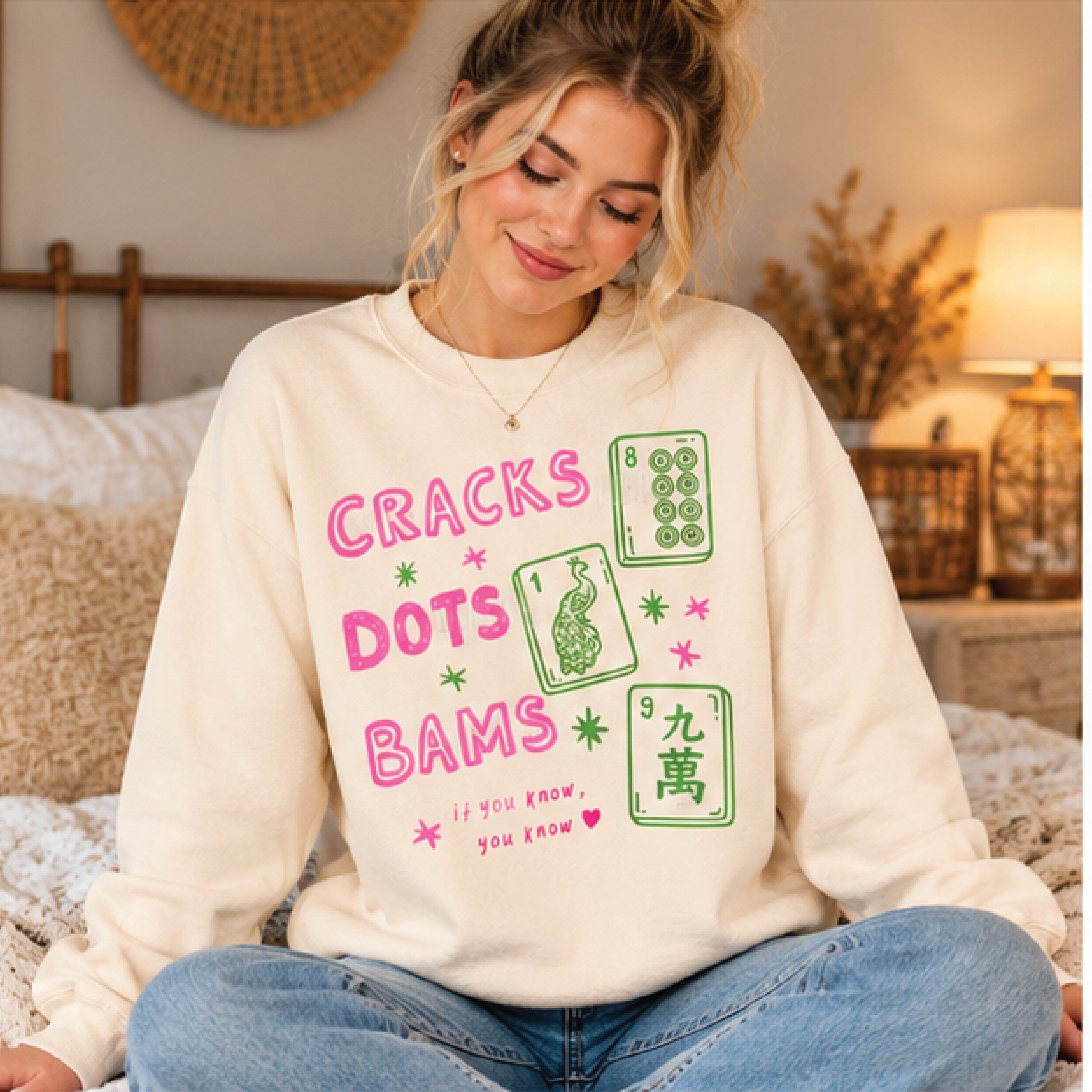 mahjong cracks dots bams sweatshirt, funny mahjong lover crewneck, mahjong tiles graphic sweater, mahjong player gift
