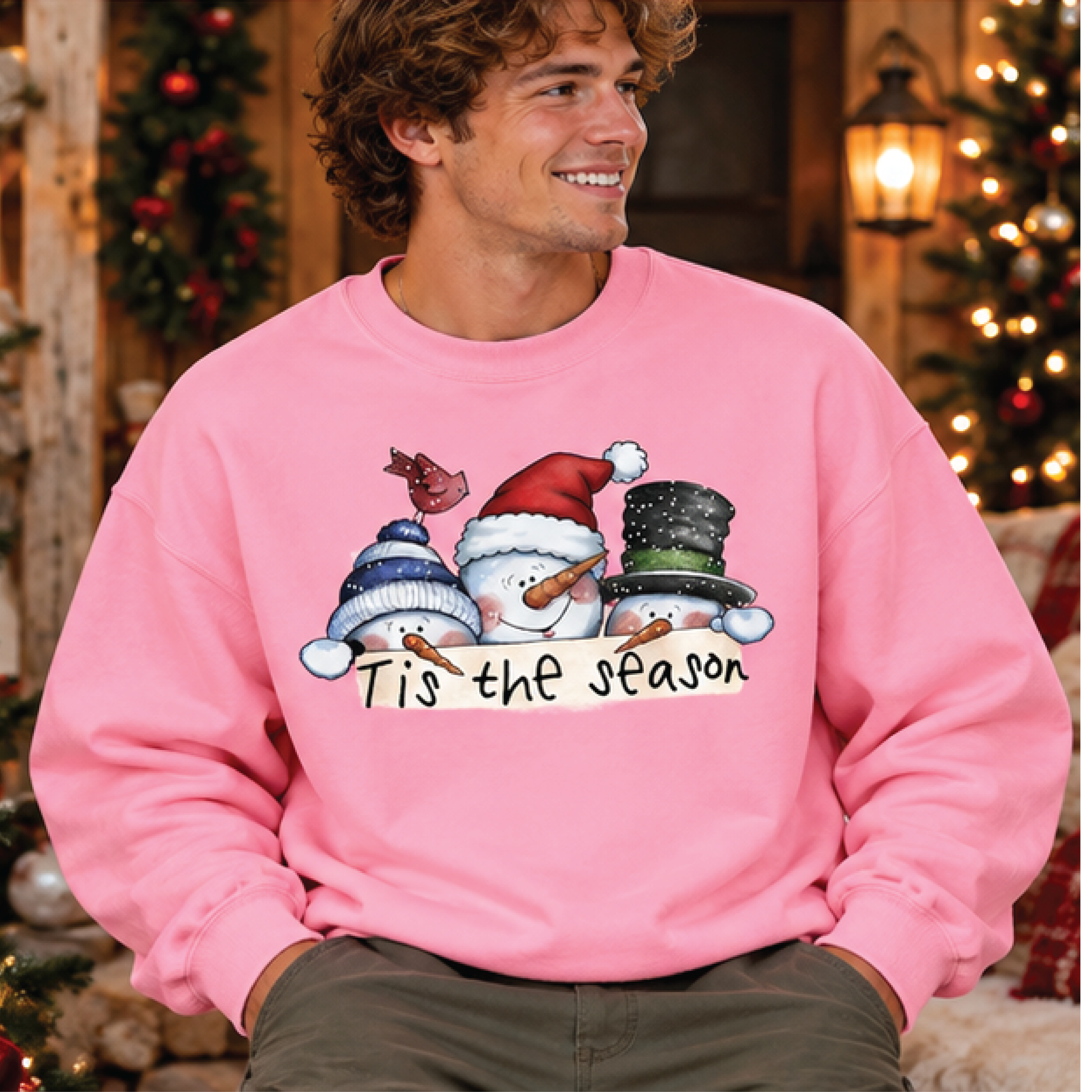 tis the season snowman sweatshirt, cute three snowmen christmas crewneck, cozy winter holiday sweater, festive xmas gift