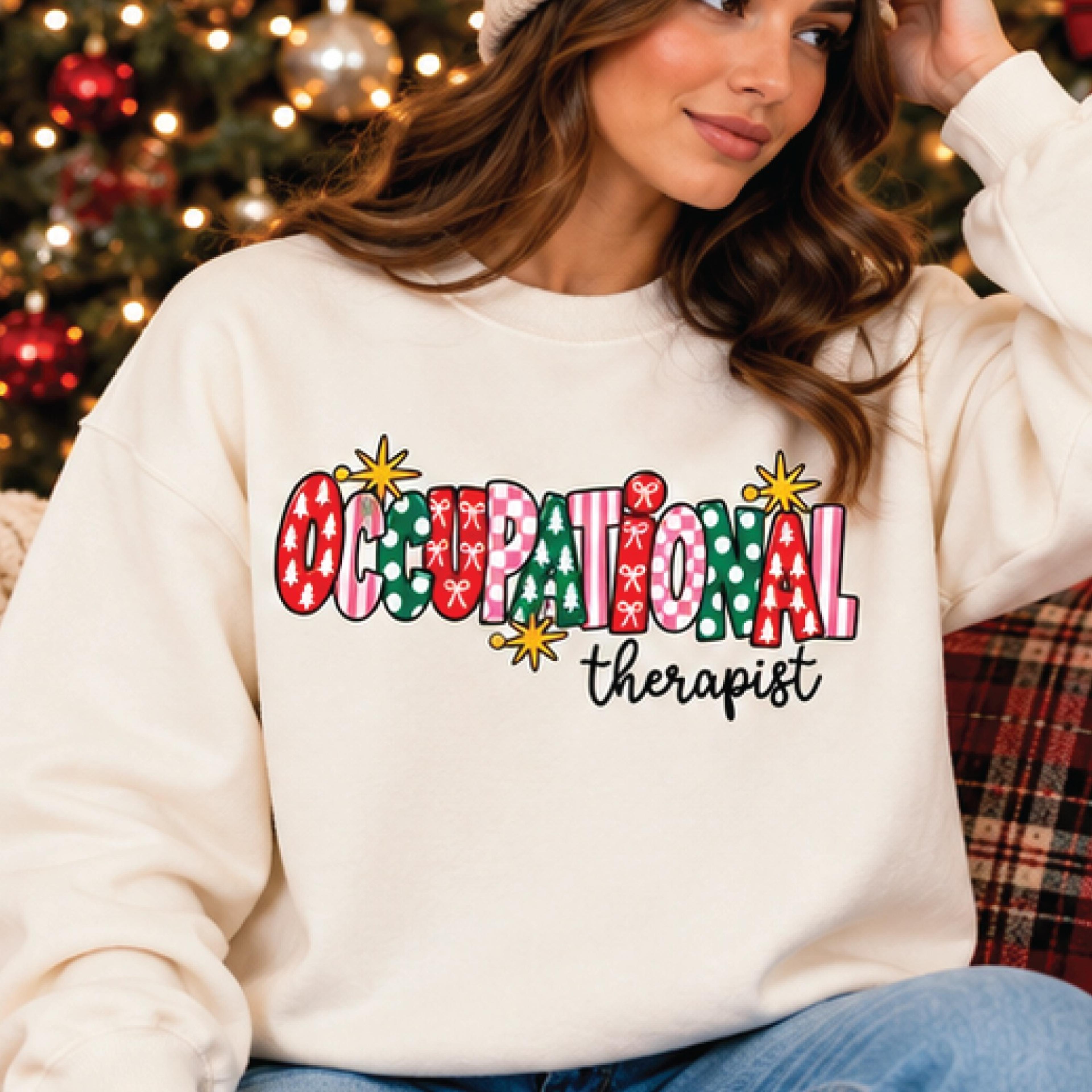 occupational therapist christmas sweatshirt festive ot holiday crewneck cute christmas ot gift shirt for women