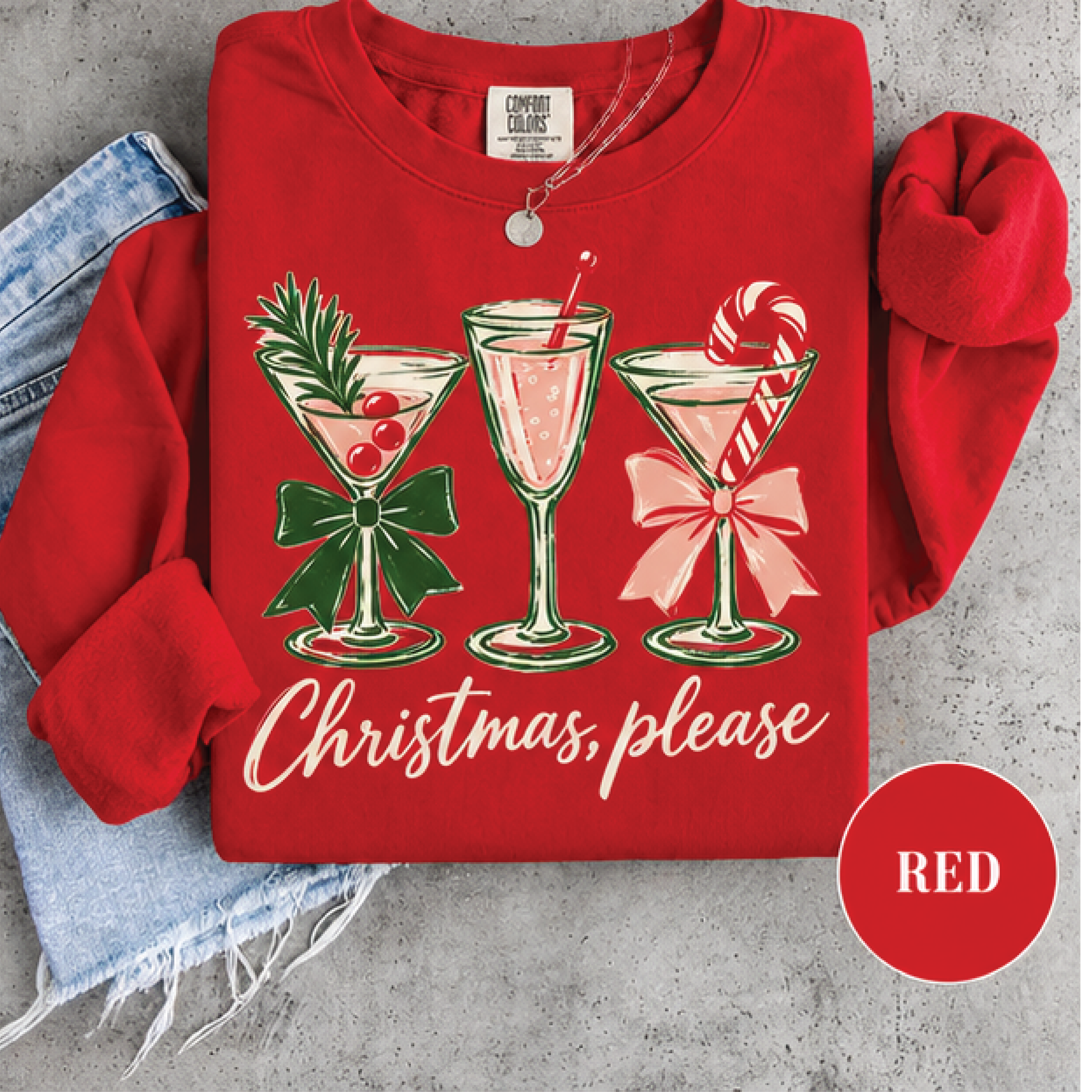 christmas please sweatshirt festive cocktail holiday sweatshirt cute christmas drinks graphic crewneck