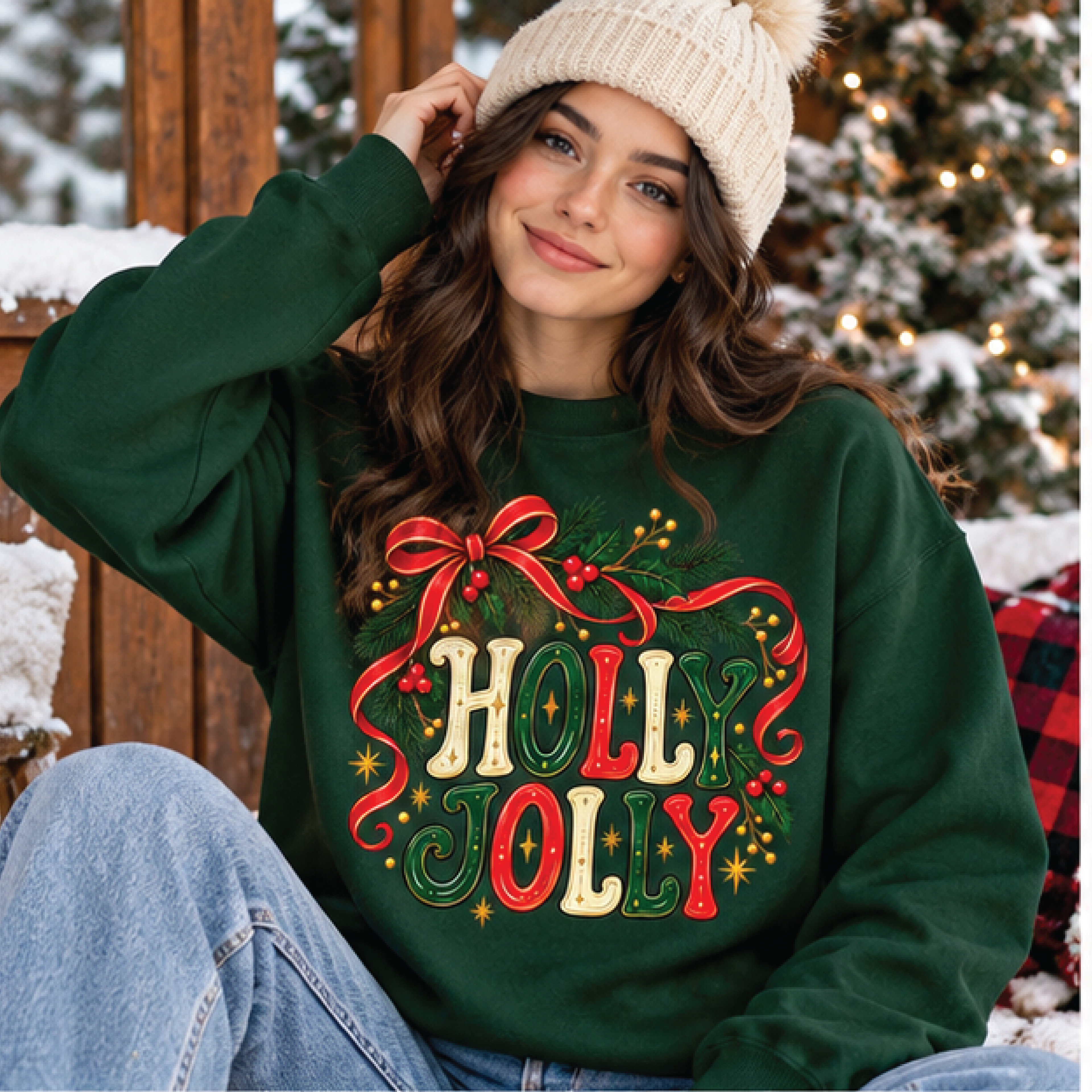 holly jolly christmas sweatshirt, retro holiday crewneck, vintage christmas graphic sweater, festive xmas gift for adult