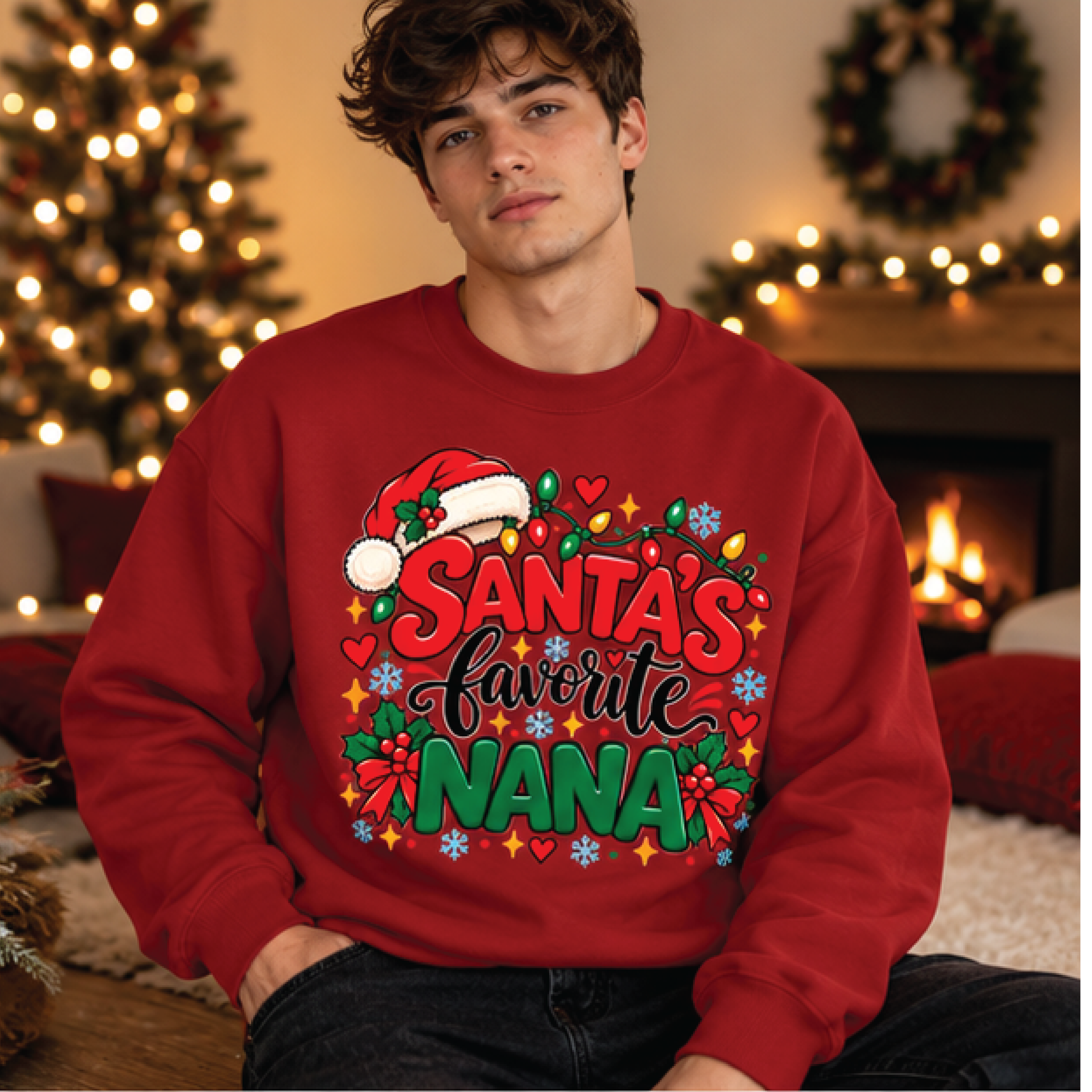 santa's favorite nana christmas sweatshirt, cute grandma holiday crewneck, festive xmas sweater, christmas gift for nana